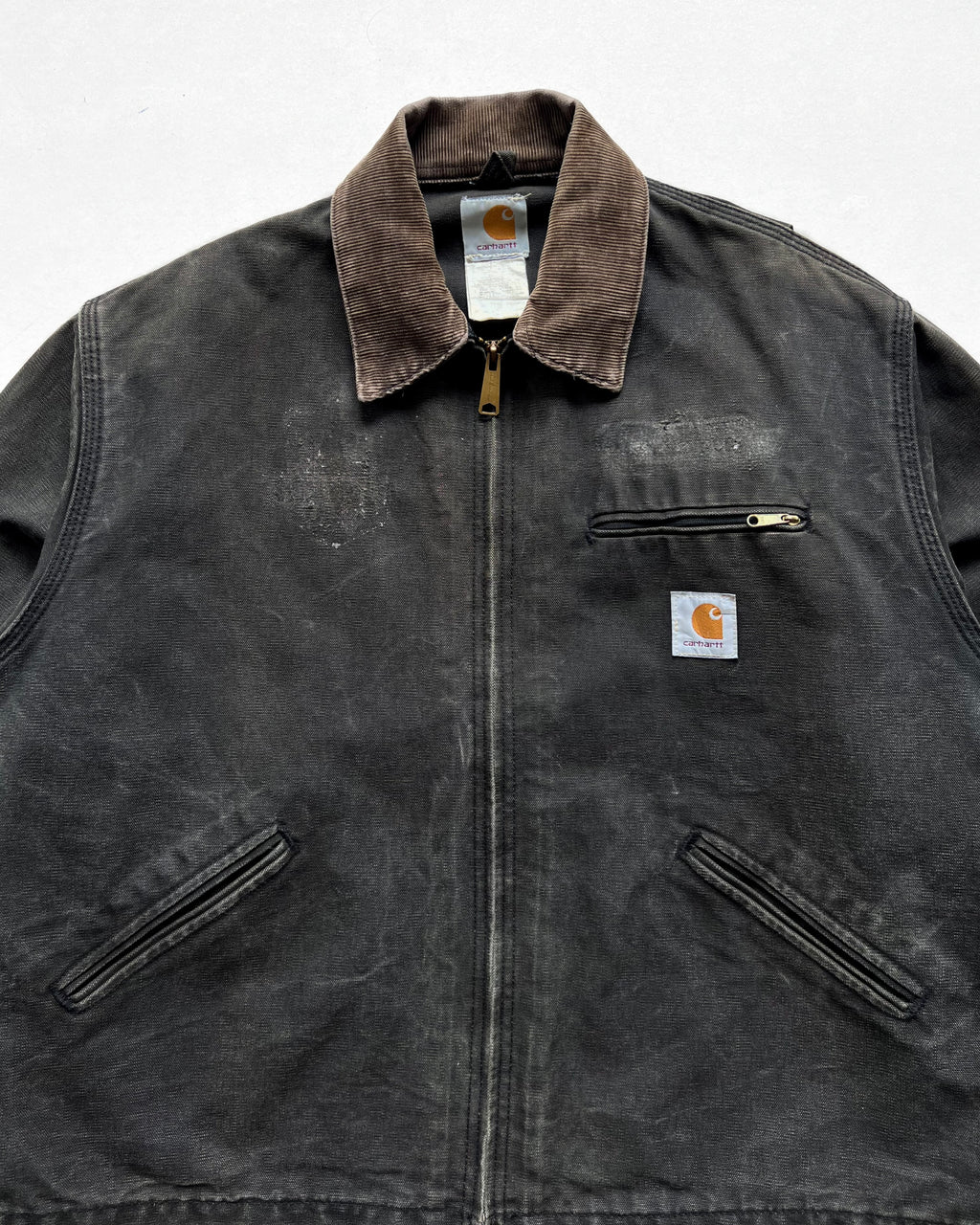 2000S FADED BLACK CARHARTT DETROIT WORK JACKET (L)