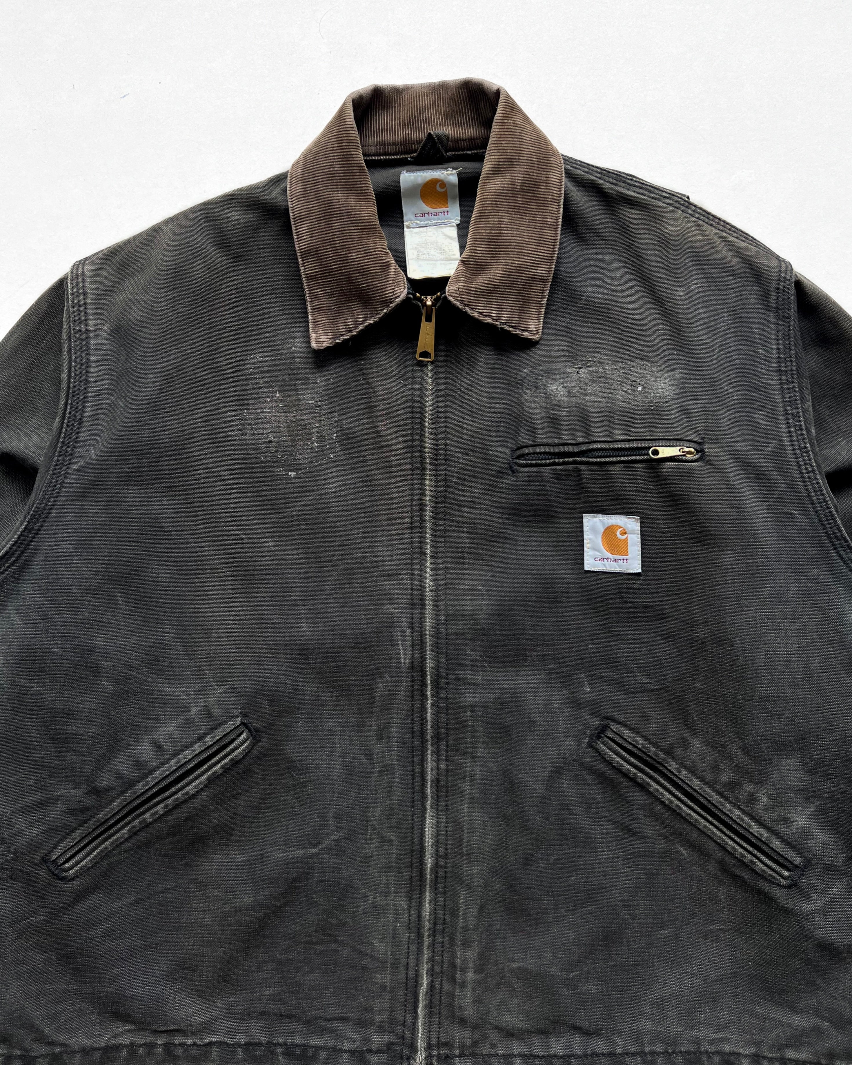 2000S FADED BLACK CARHARTT DETROIT WORK JACKET (L)
