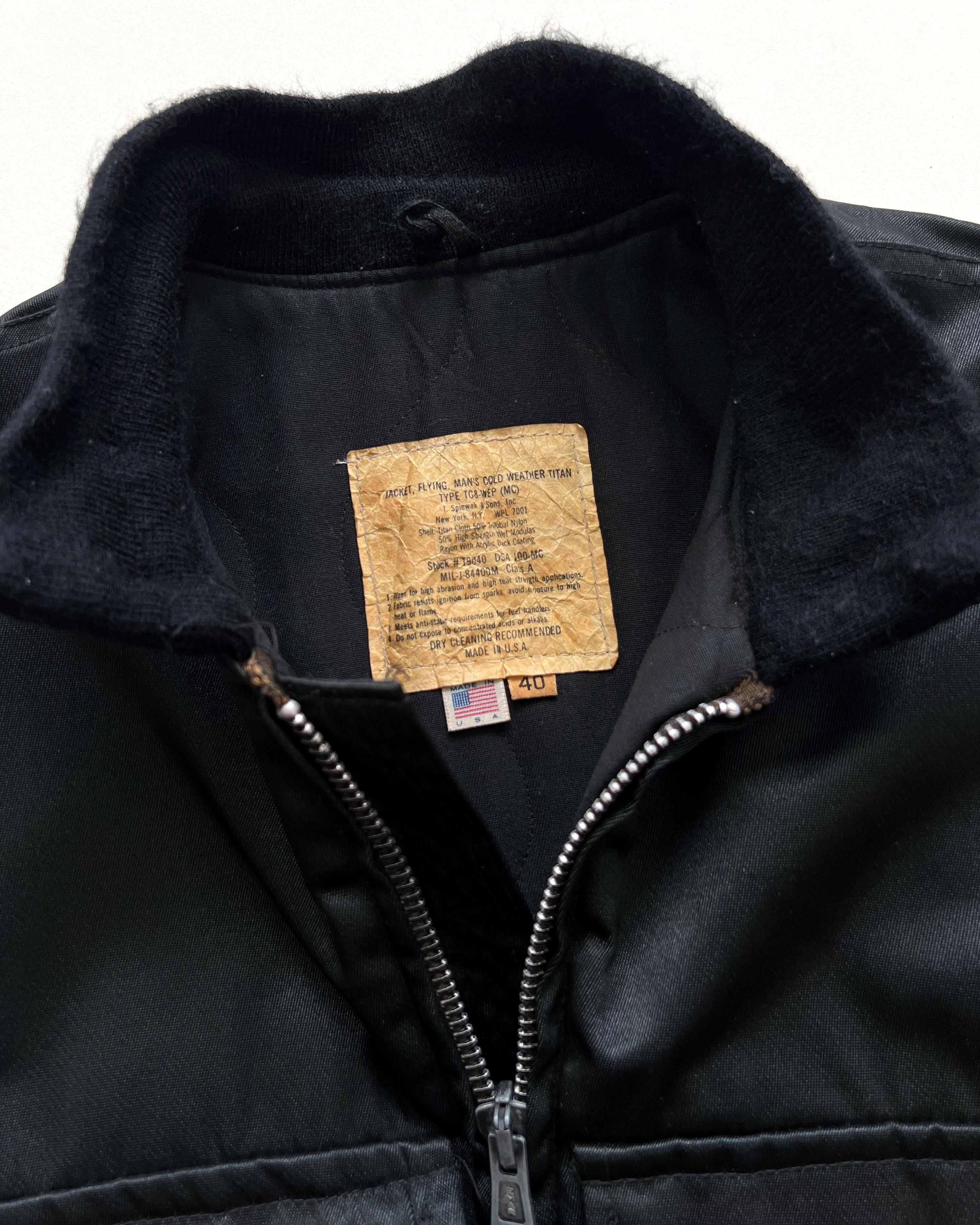 1980S BLACK USAF TG8-WEP TITAN FLIGHT JACKET (L)