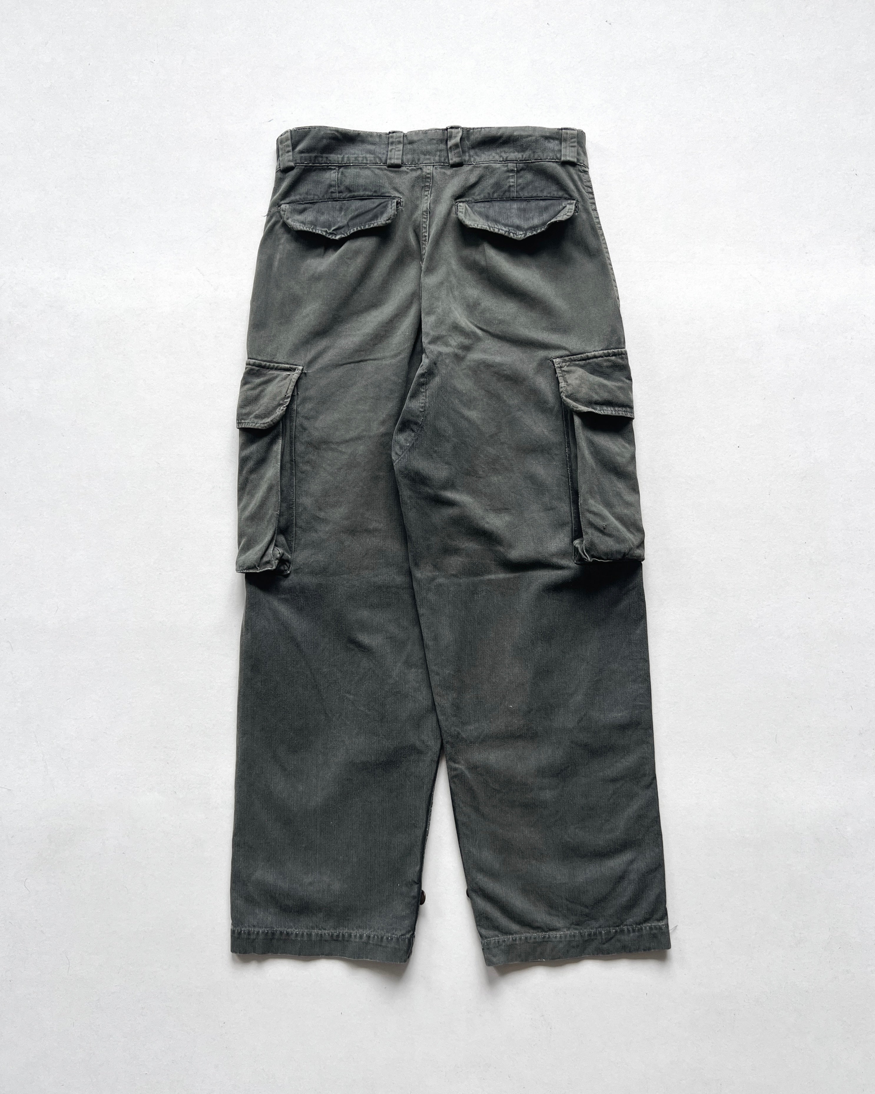 1960S OVERDYED FRENCH M-47 ARMY CARGO TROUSERS (31)