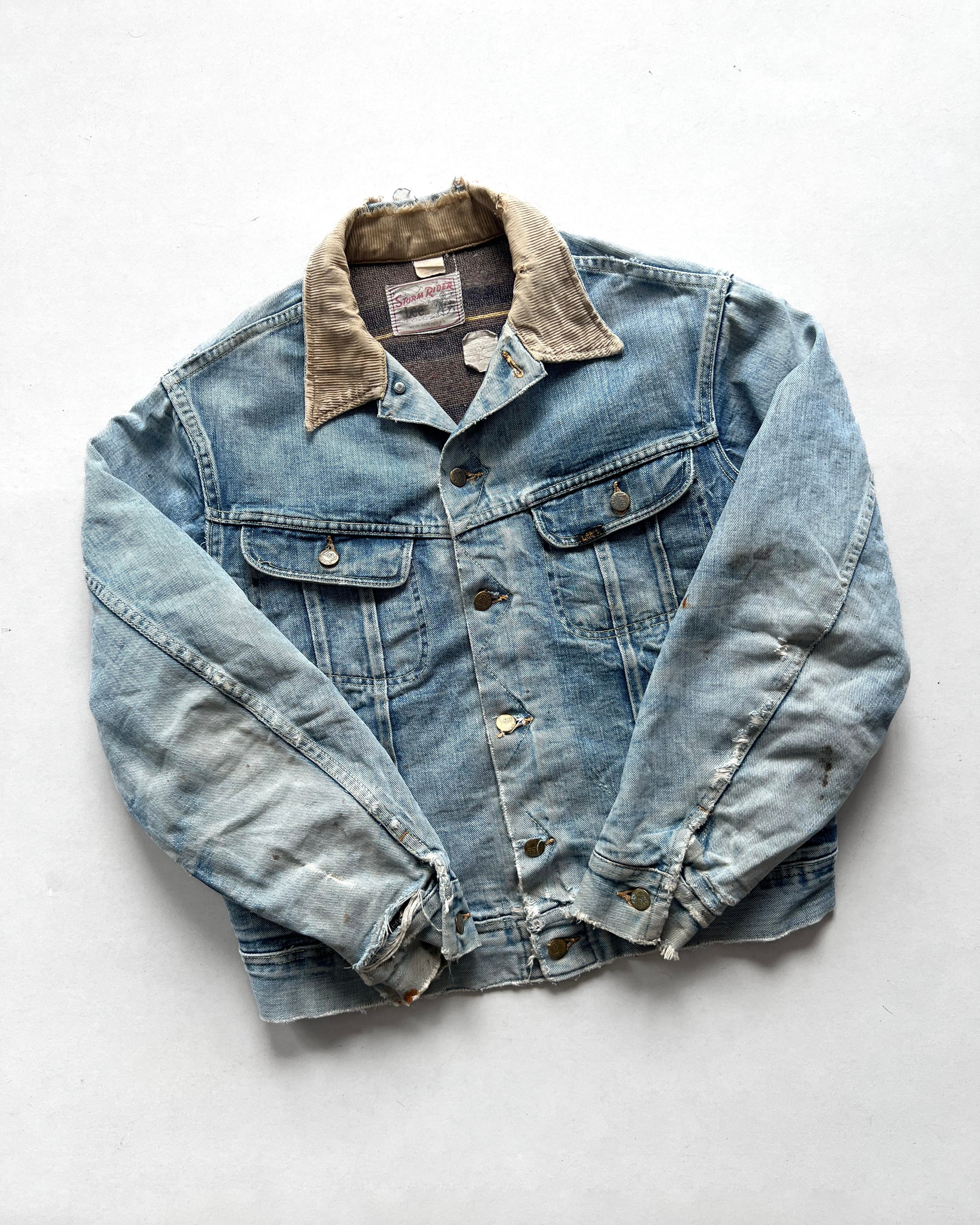1970S FADED LEE STORM RIDER DENIM JACKET (L)