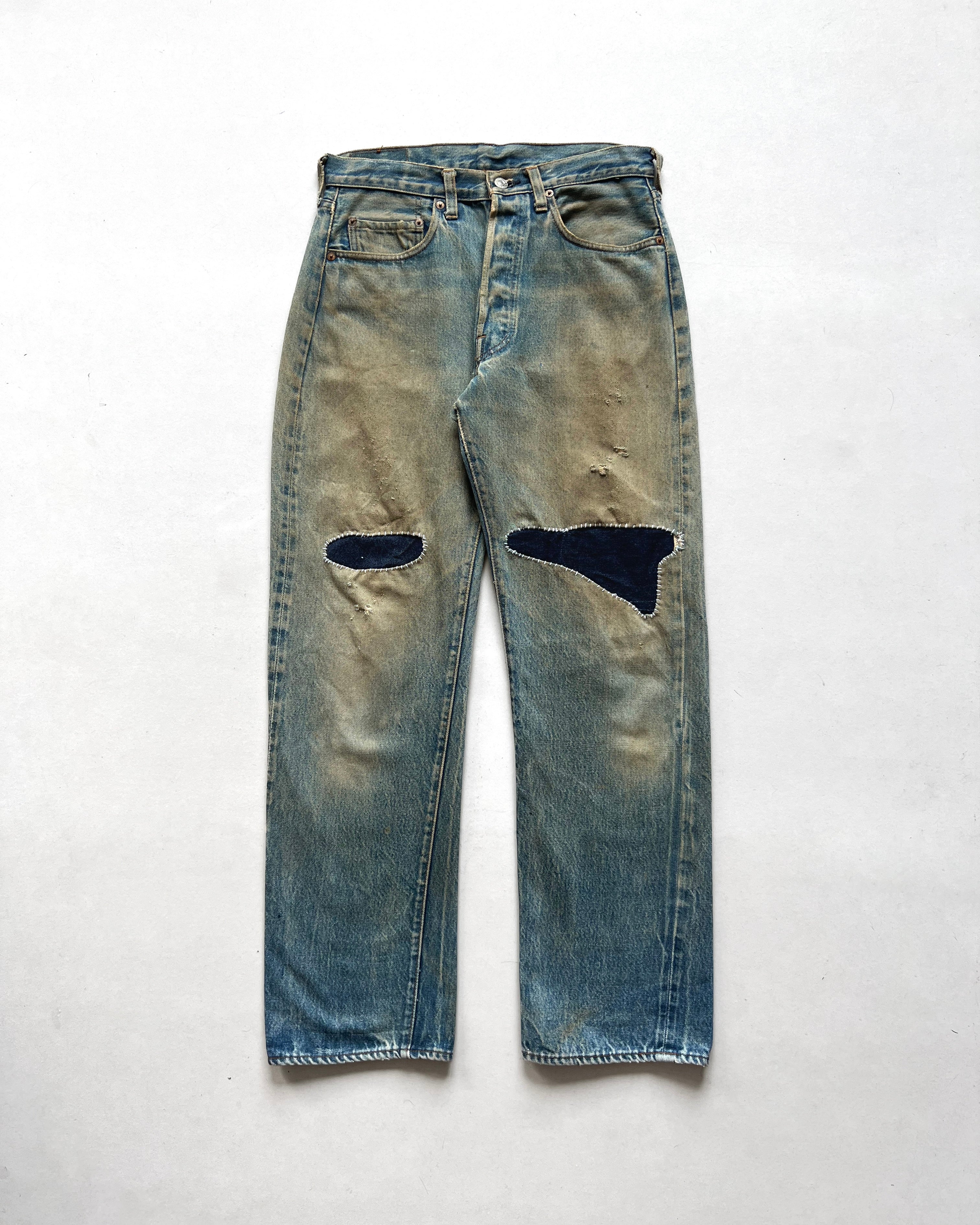 1980S LEVI'S 501 REDLINE SELVEDGE REPAIRED JEANS (31)