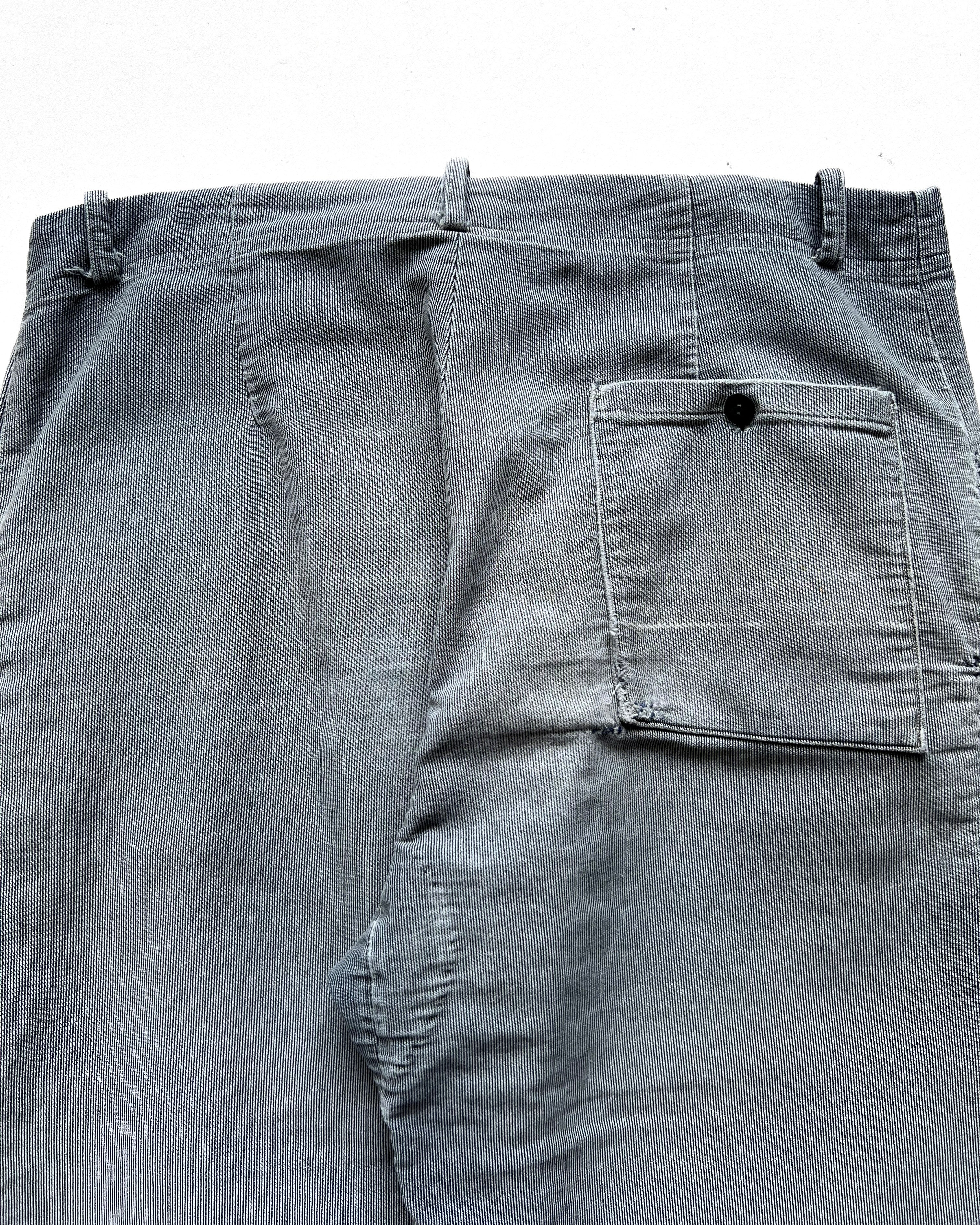 1950S FRENCH STRIPES REPAIRED WORK TROUSERS (34)