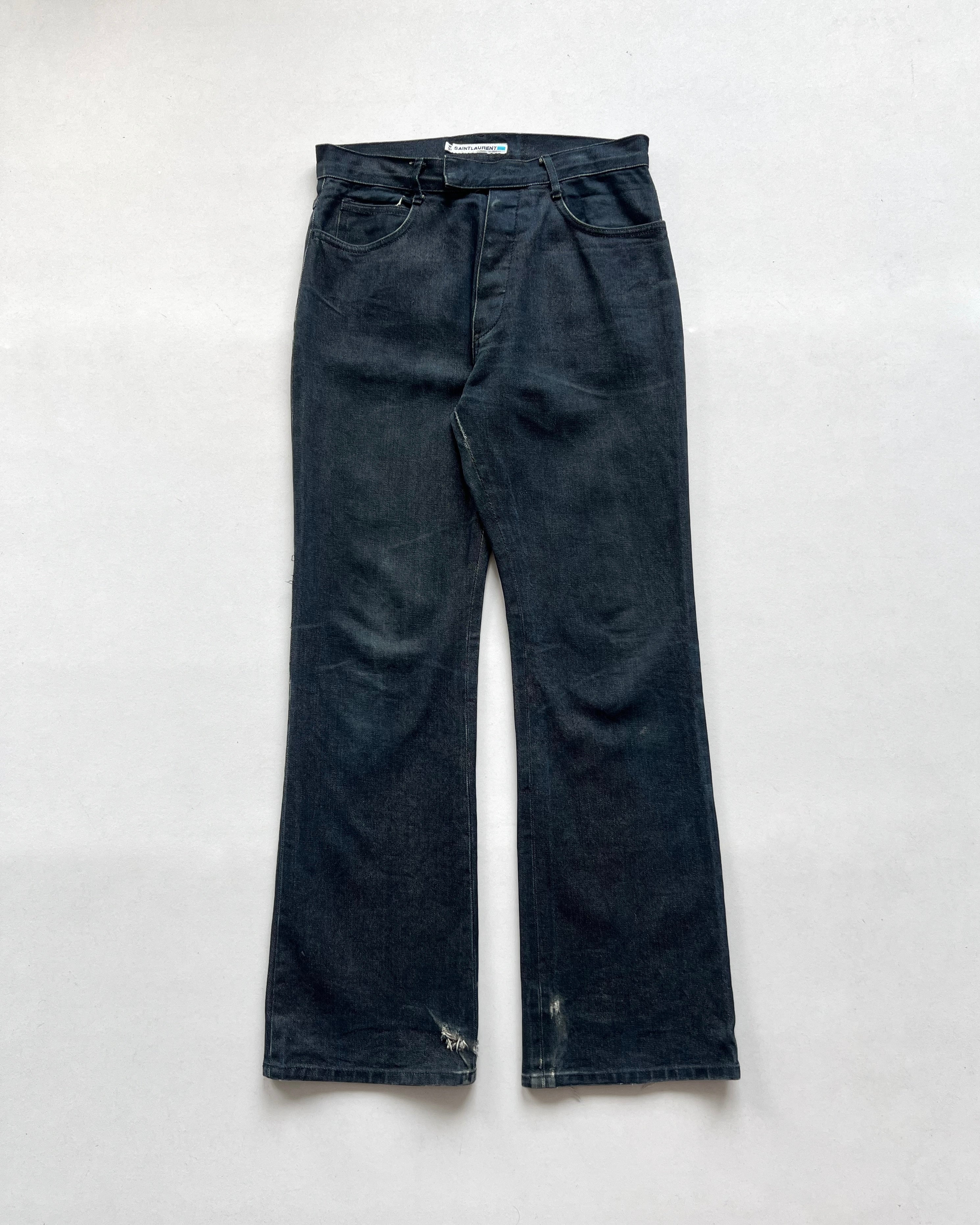2000S DARK INDIGO SAINT LAURENT FLARE JEANS (32)