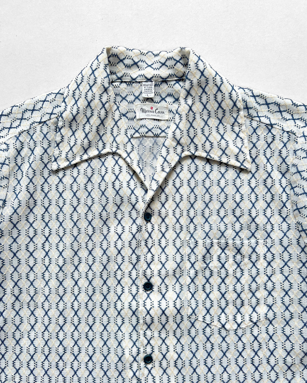 1970S MORRIS CARR PERMA PRESS OPEN COLLAR SHIRT (L)