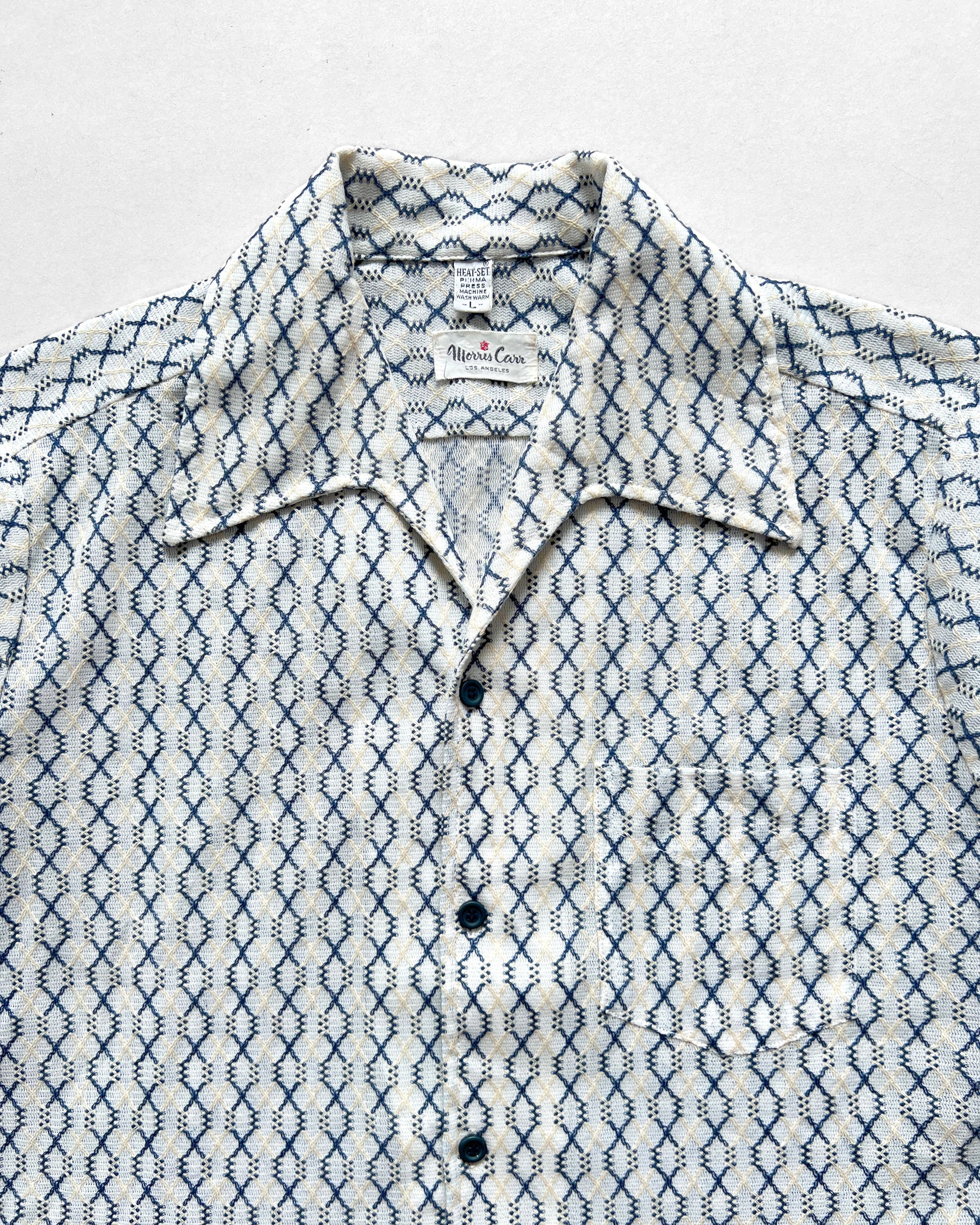 1970S MORRIS CARR PERMA PRESS OPEN COLLAR SHIRT (L)
