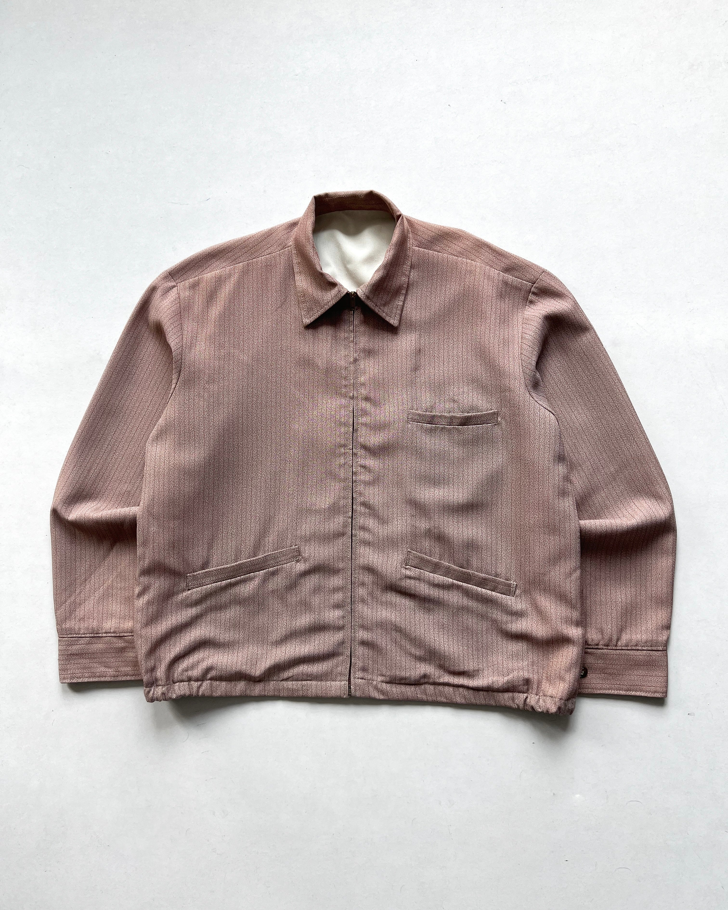 1960S SALMON PINK STRIPES GABARDINE JACKET (XL)