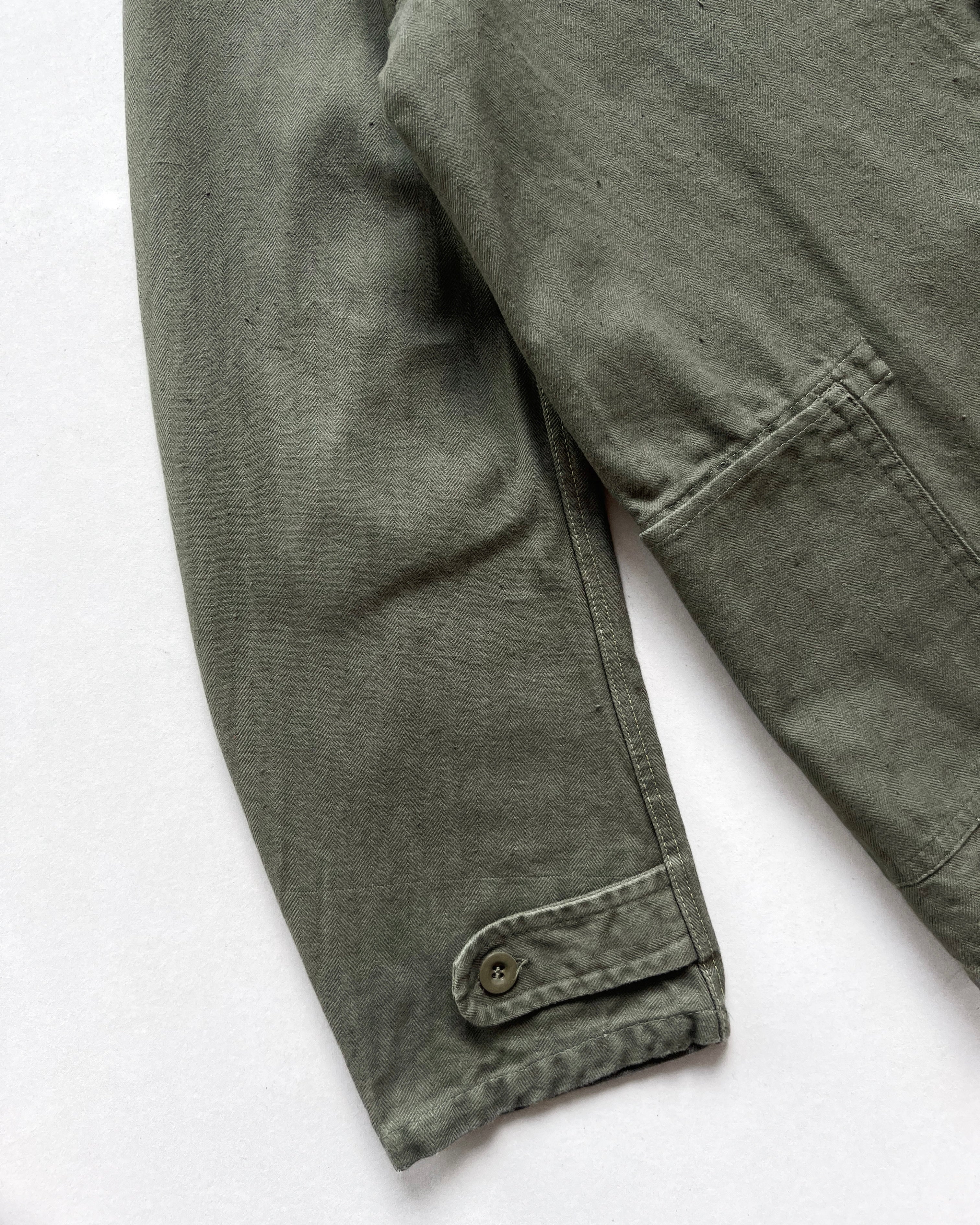 1970S OLIVE FRENCH HBT WORK JACKET (L)