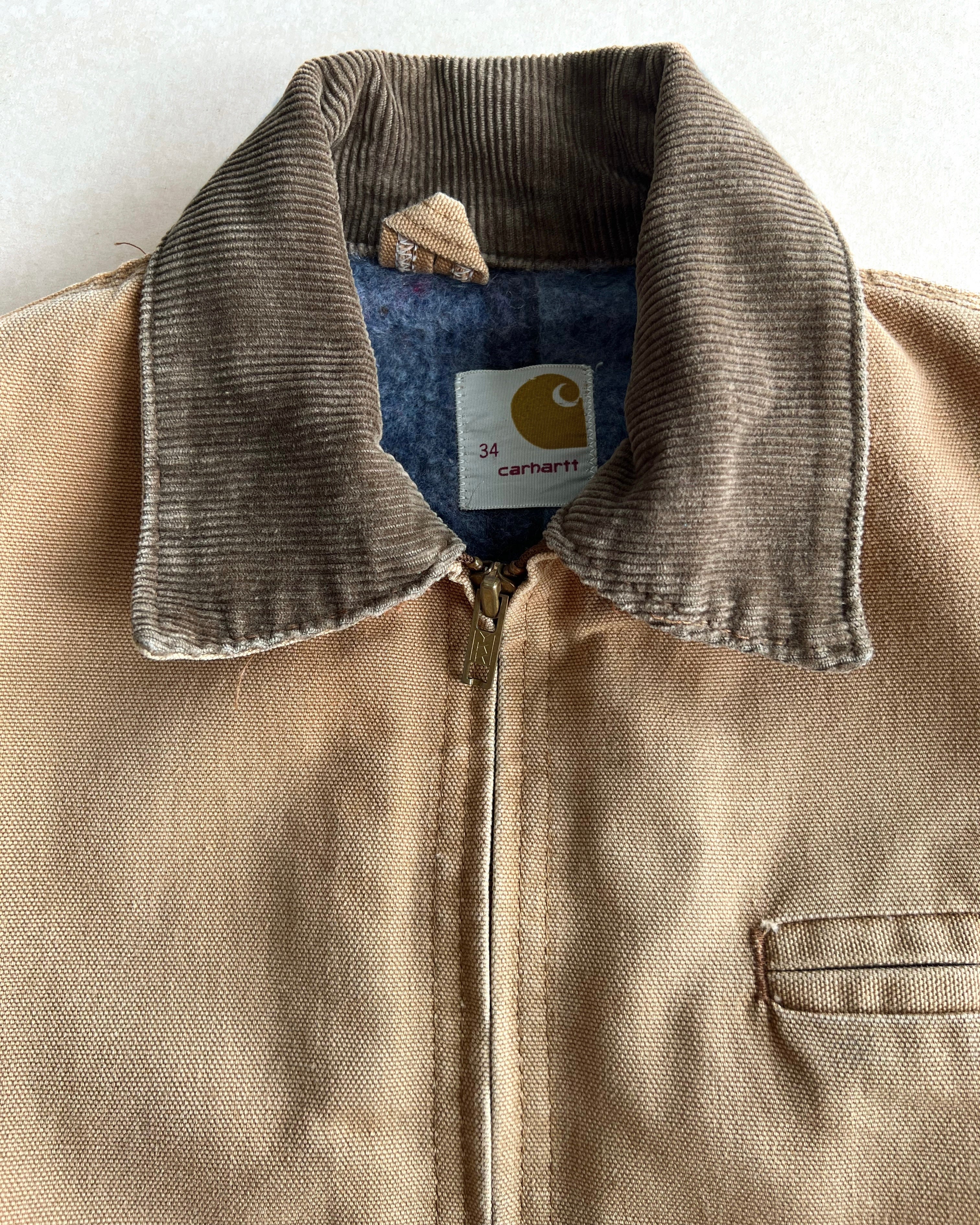 1980S FADED BROWN CARHARTT DETROIT WORK JACKET (S/M)