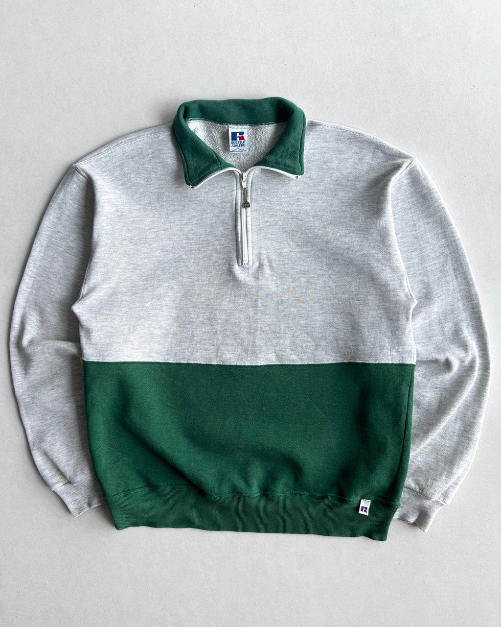 1990S RUSSELL TWO-TONE QUARTER ZIP SWEATSHIRT (L)