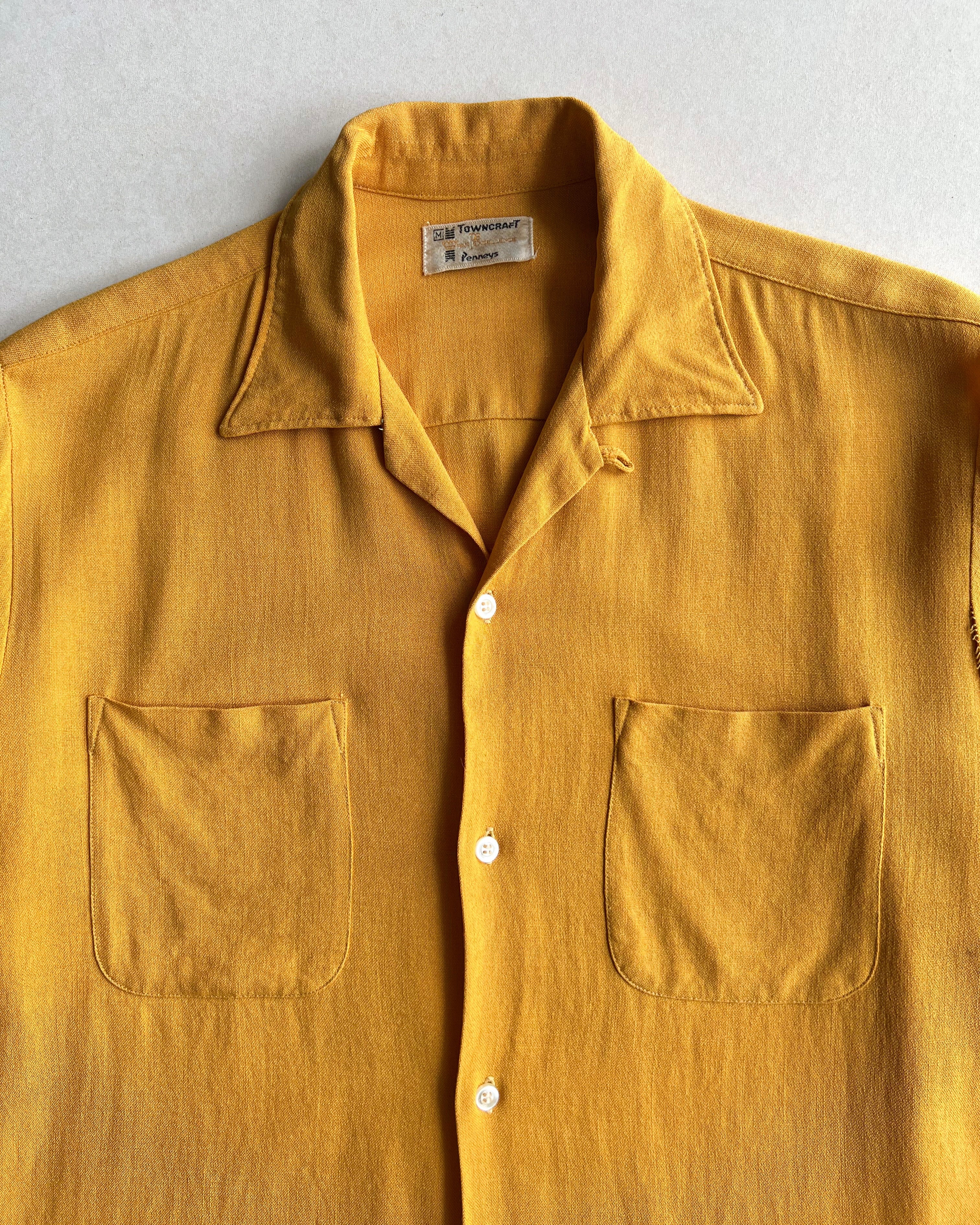 1950S TOWNCRAFT PENNEY LOOP COLLAR RAYON SHIRT (M)