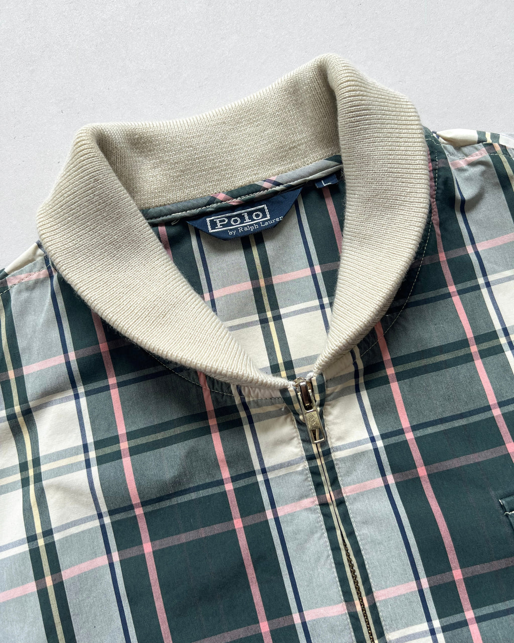 1990S POLO RALPH LAUREN PLAID BOMBER JACKET (L)