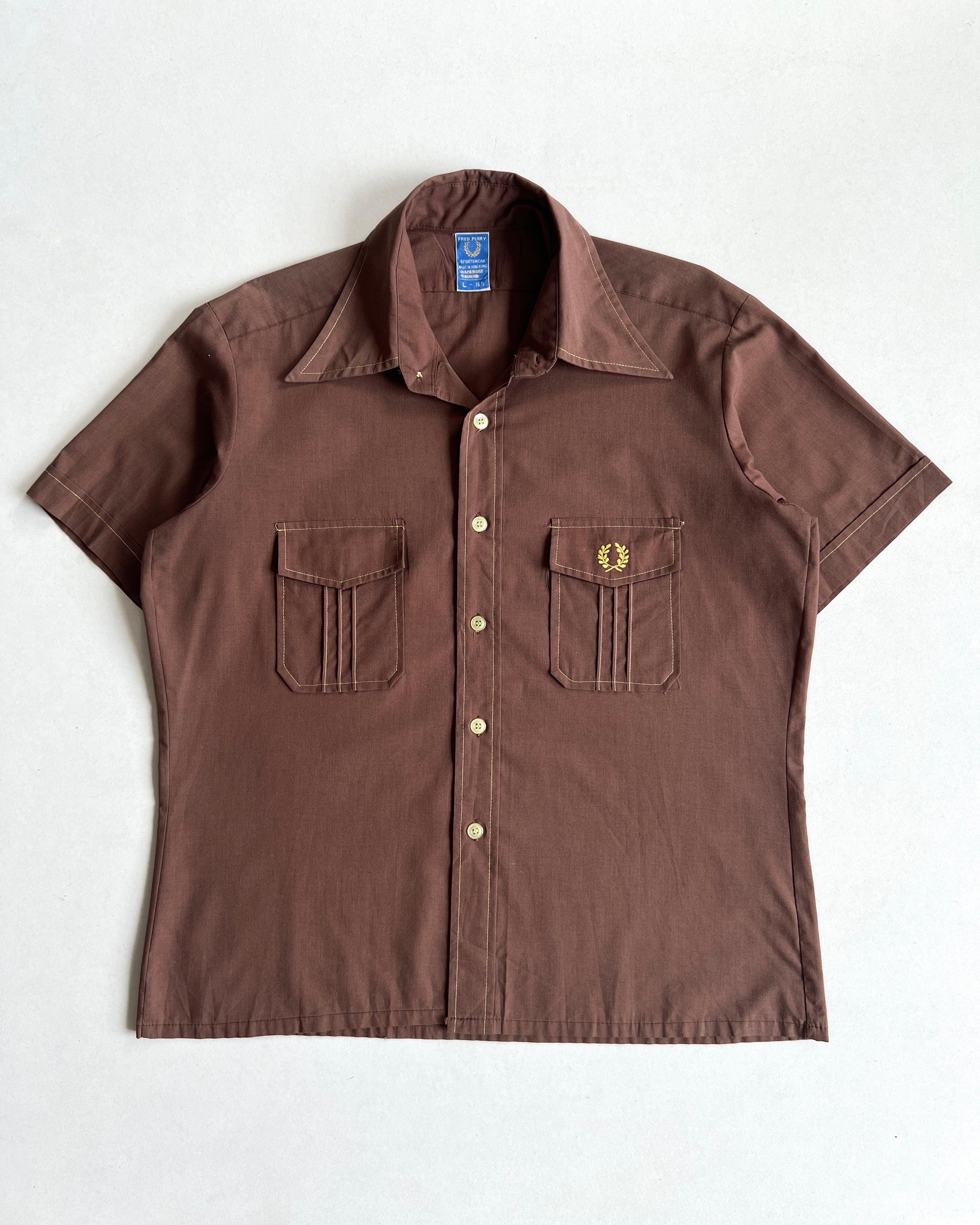 1970S FRED PERRY LOGO PERMA SHIRT (L)