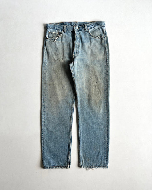 1990S MUD WASHED LEVI'S 501 SINGLE R JEANS (36)