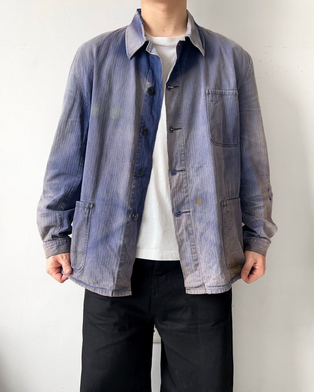 1980S SUN FADED GERMAN HBT WORK JACKET (XL)