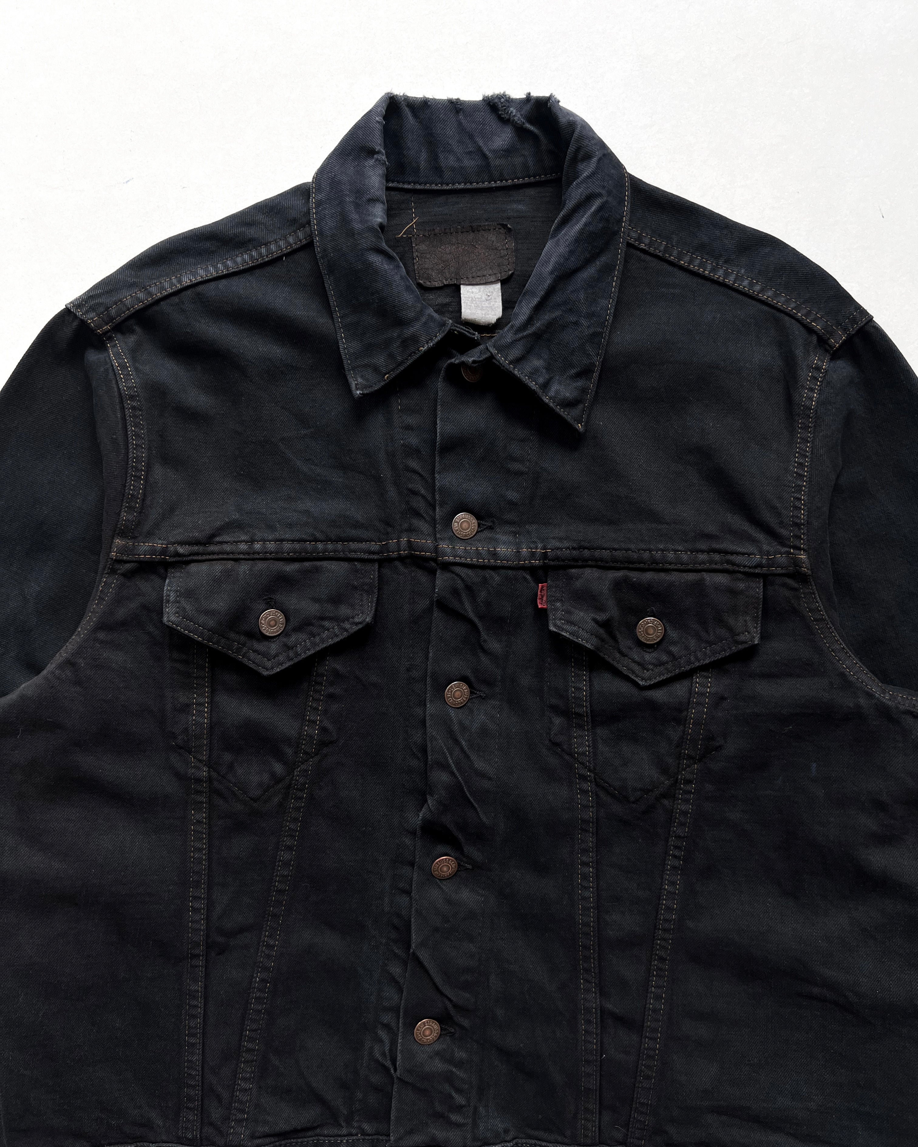 1970S OVERDYED BLACK LEVI'S 70505 TYPE III DENIM JACKET (XL)