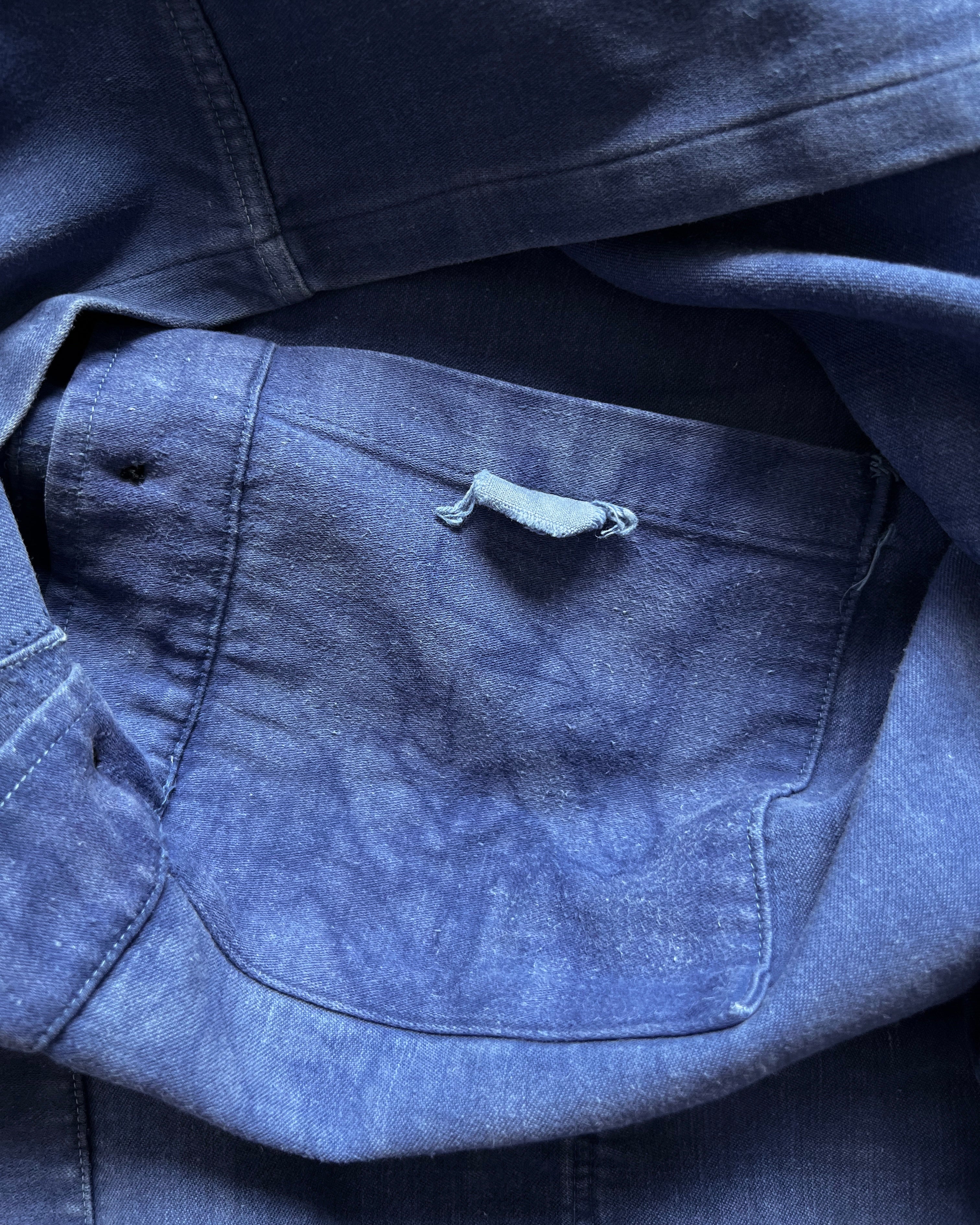 1950S FRENCH INDIGO MOLESKIN WORK JACKET (L)