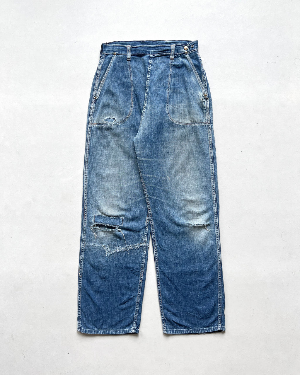 1950S LADIES BLUE BELL SIDE ZIP JEANS (26-28)