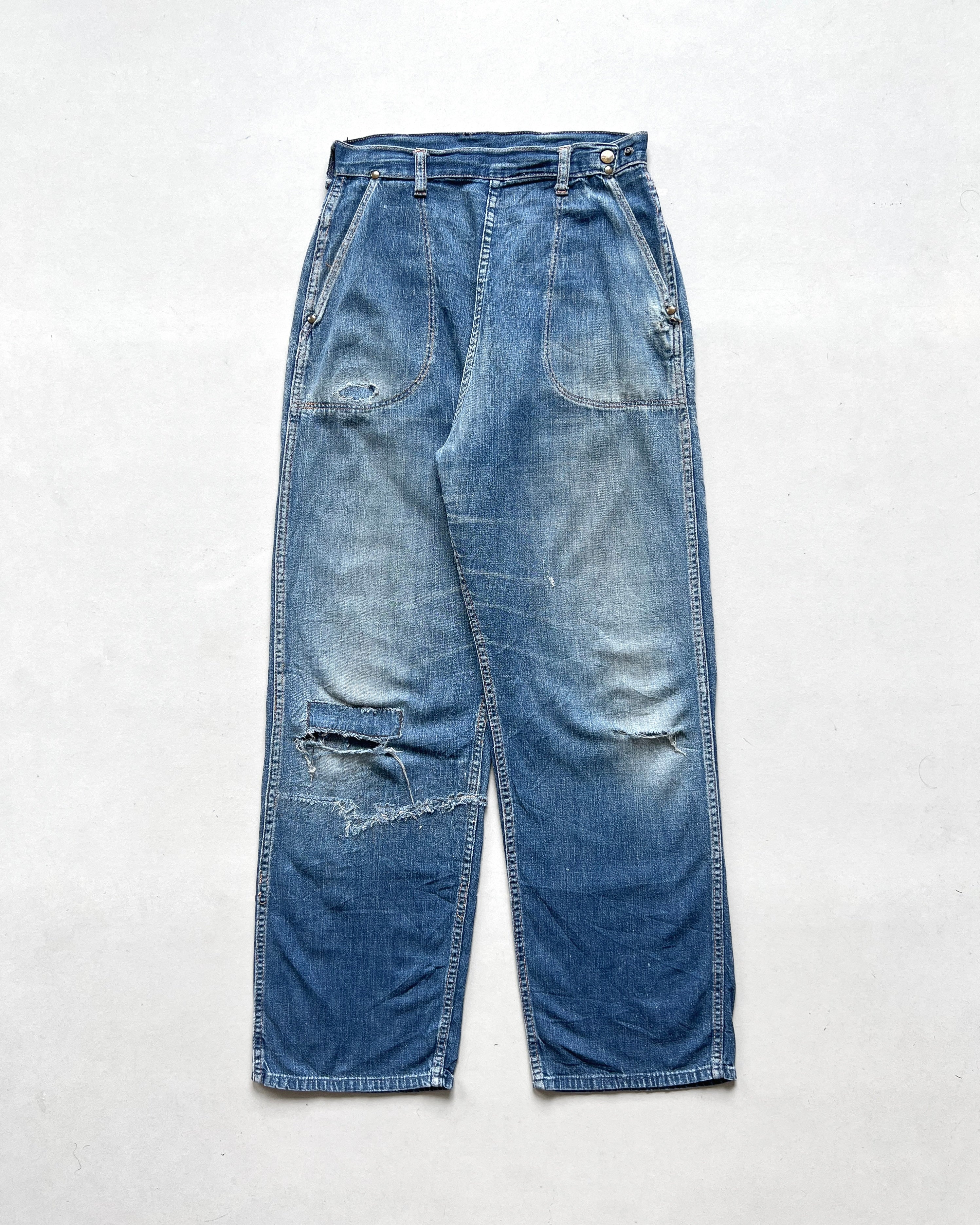 1950S LADIES BLUE BELL SIDE ZIP JEANS (26-28)