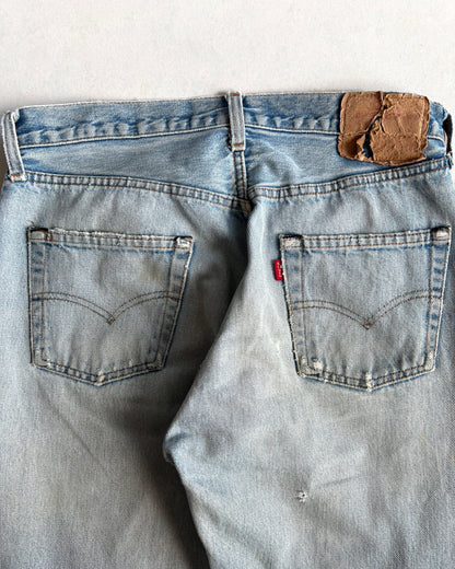 1980S FADED LEVI'S 501 REDLINE SELVEDE REPAIRED JEANS (32)