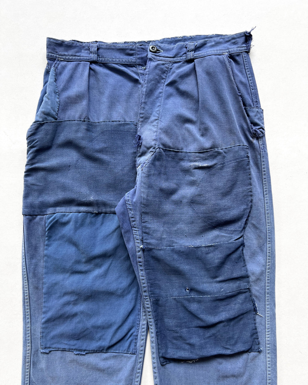1950S FADED INDIGO FRENCH REPAIRED WORK PANTS (34)