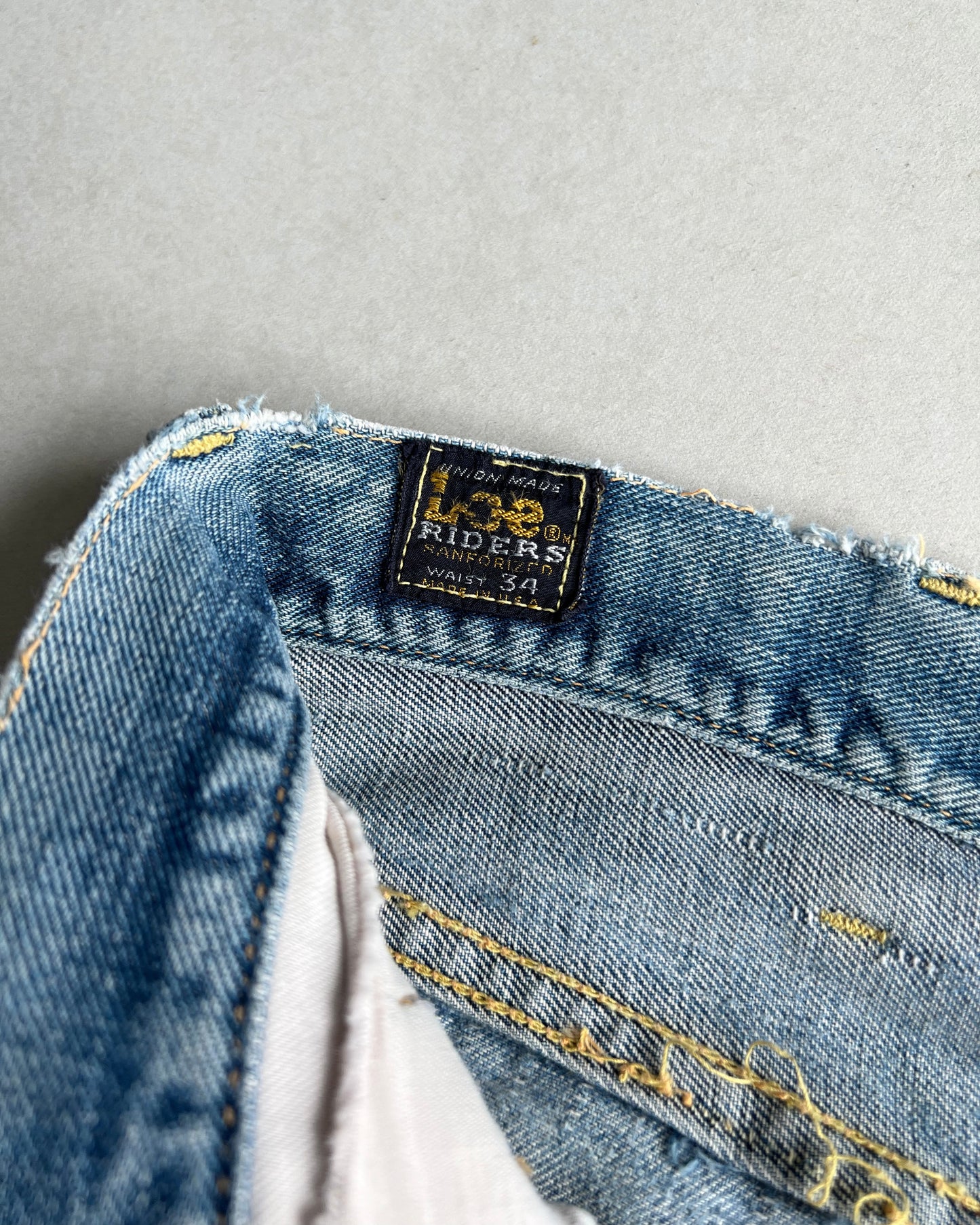 1960S LEE PATCHED REDLINE SELVEDGE JEANS (34X33)