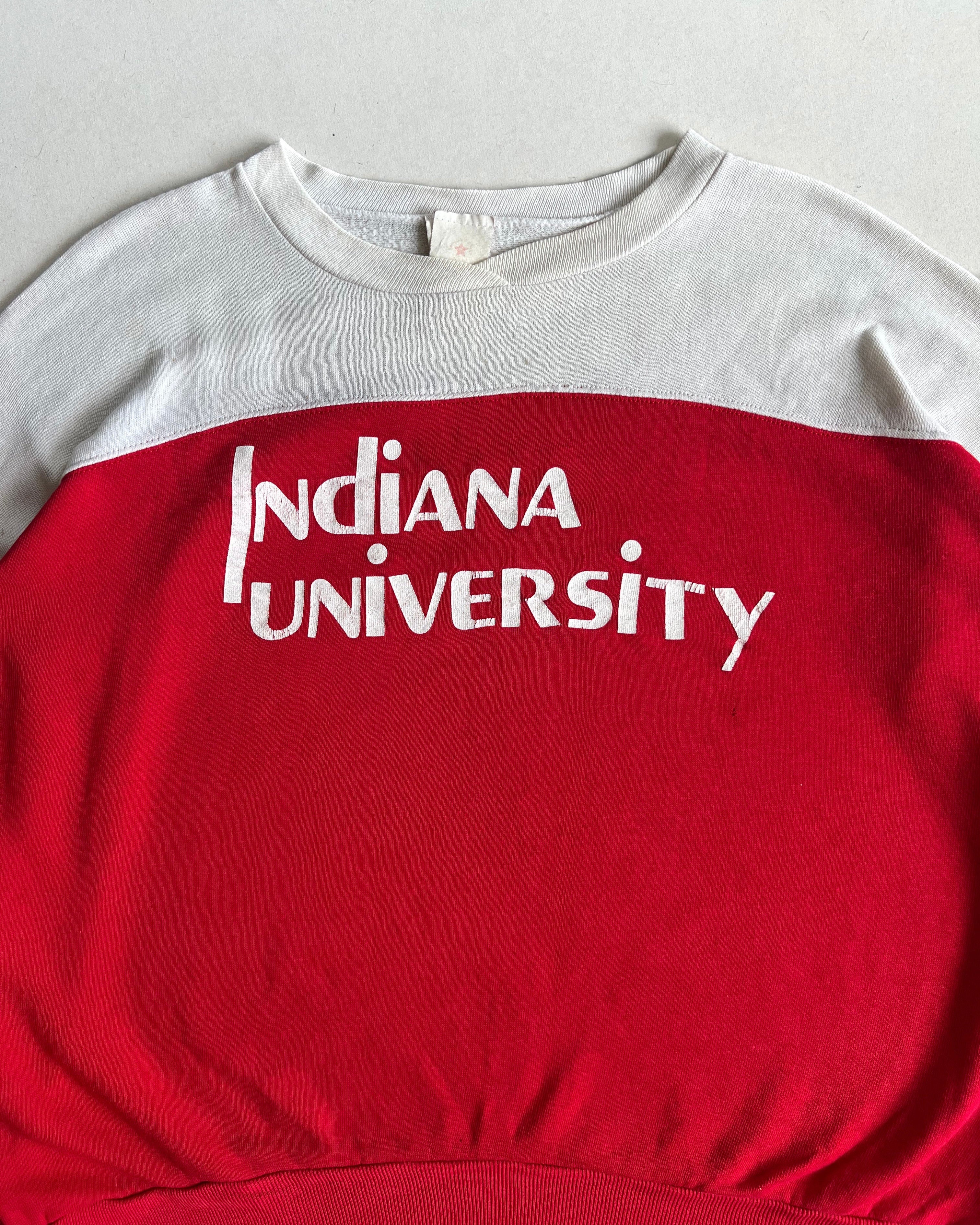 1980S TWO-TONE 'INDIANA UNIVERSITY' SWEATSHIRT (L)