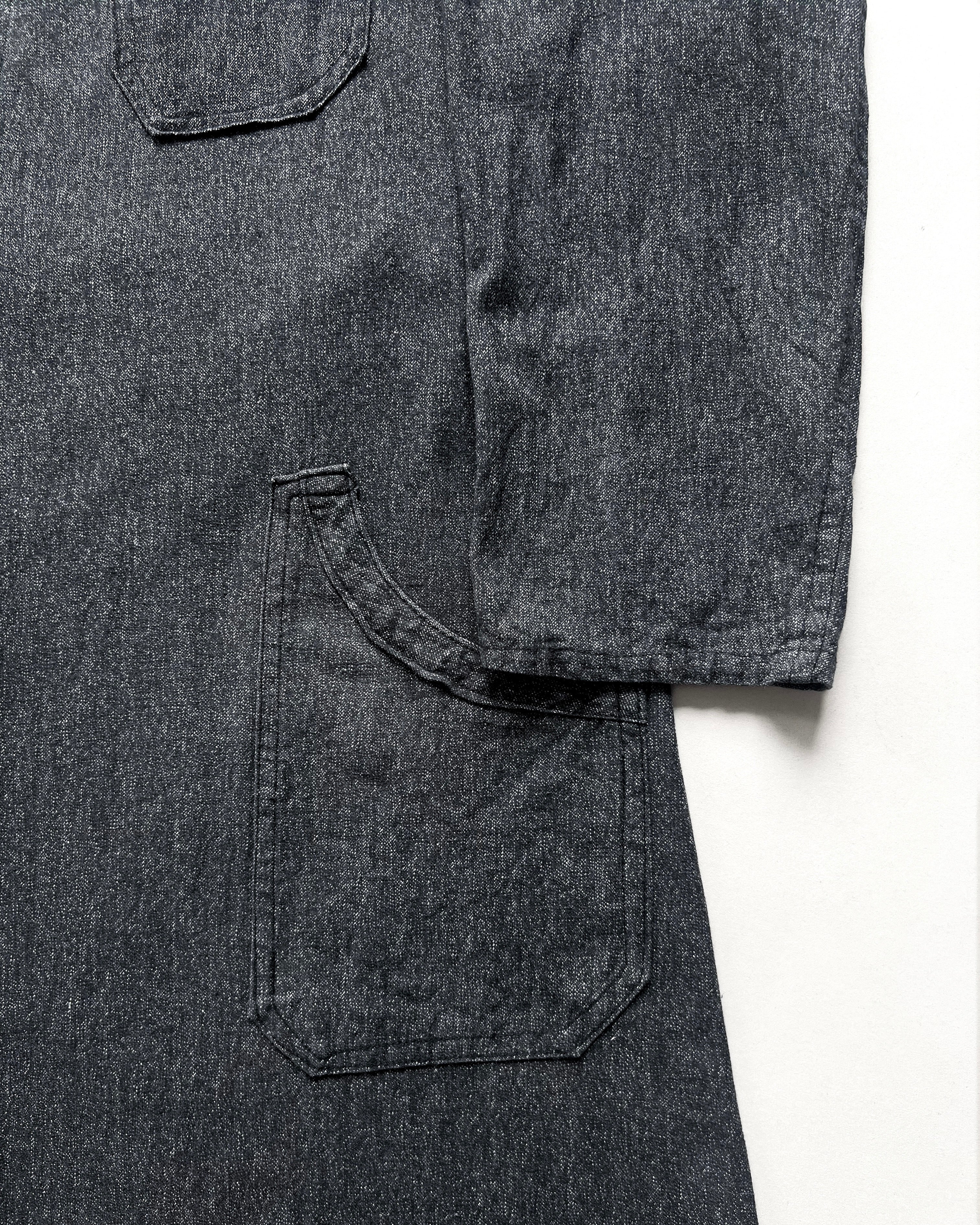 1940S FRENCH SALT & PEPPER CHAMBRAY ATELIER COAT (L)