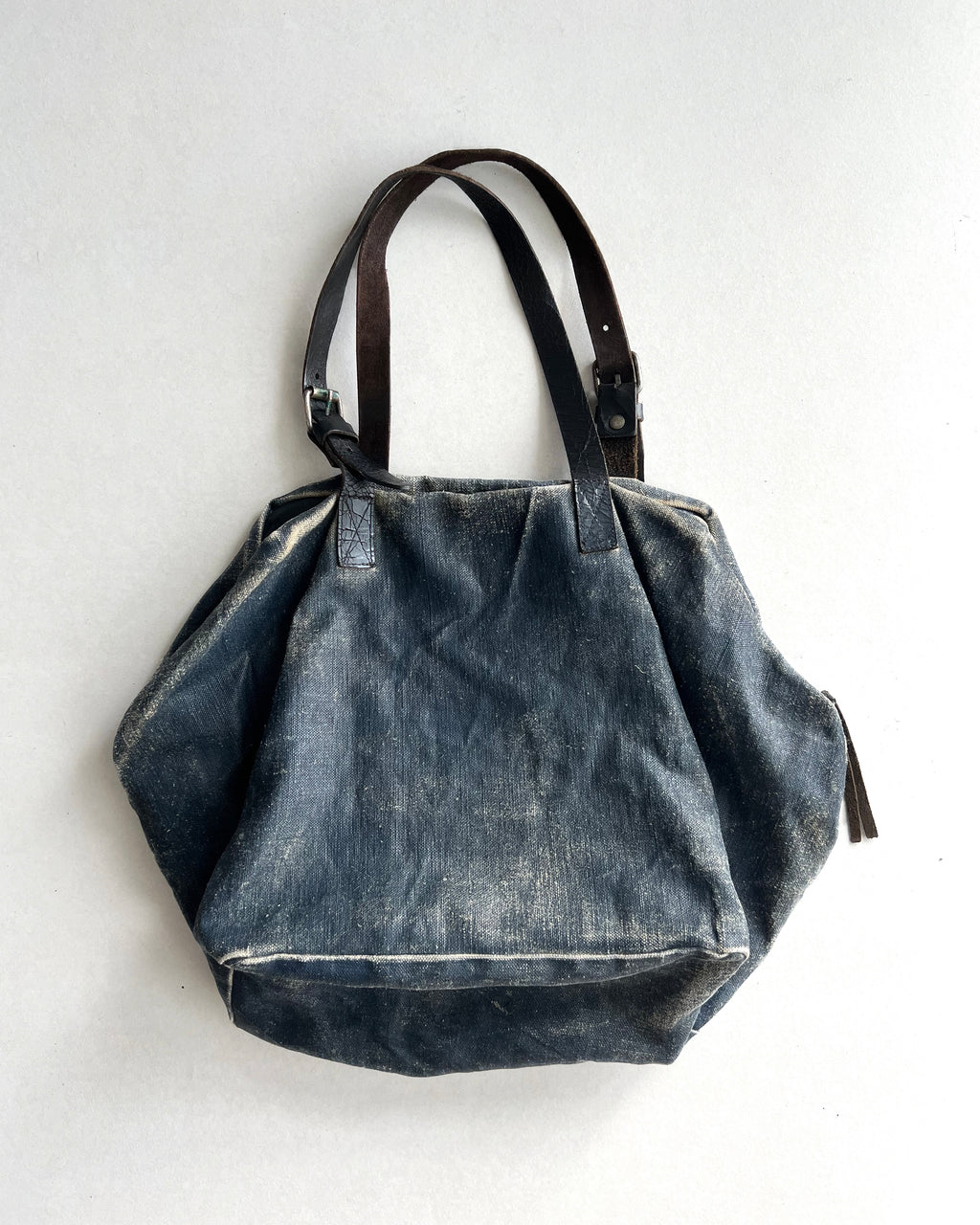 SAISEI VINTAGE REMAKE LEATHER/LINEN BAG (OS)