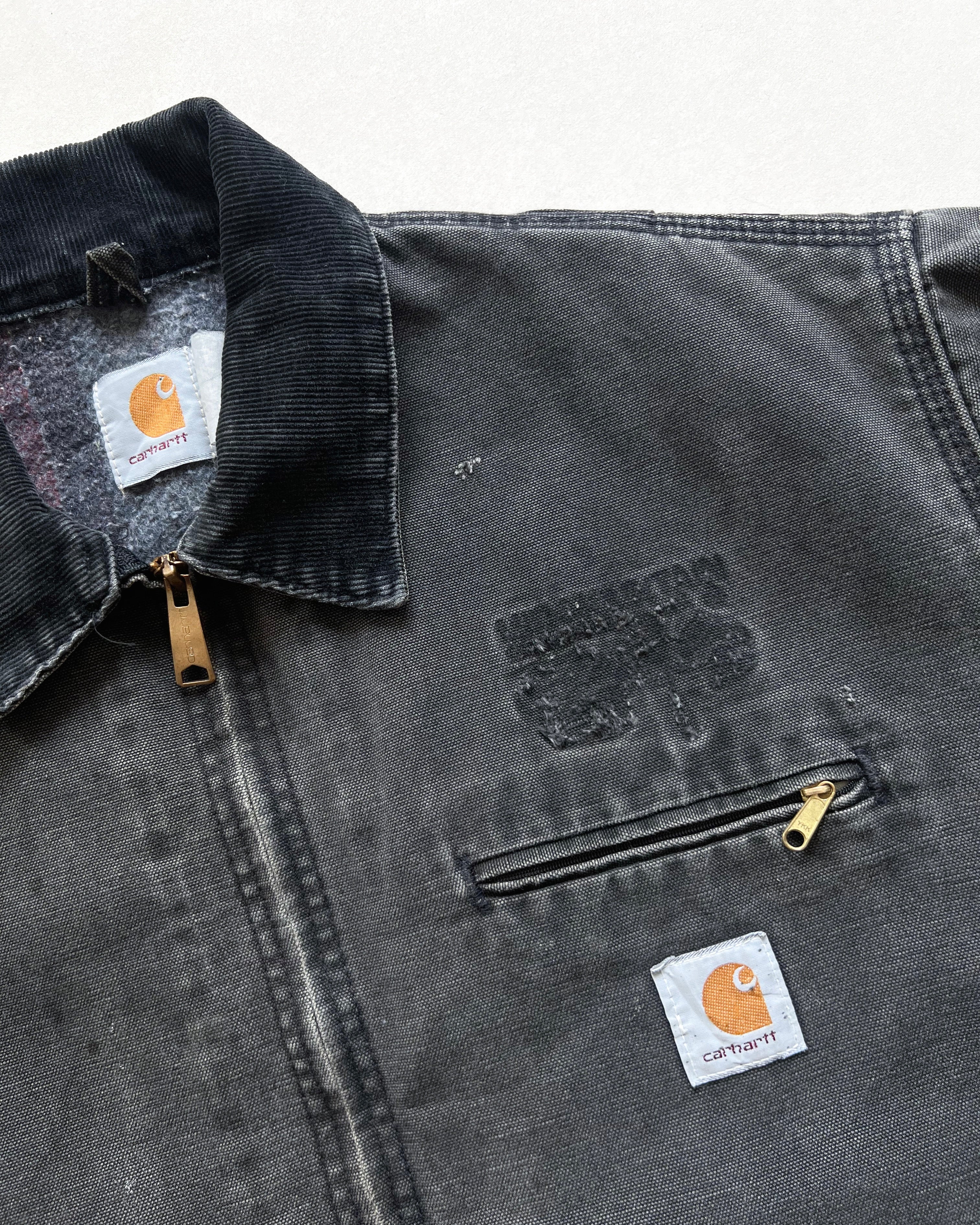 1990S FADED BLACK CARHARTT DETROIT JACKET (L)