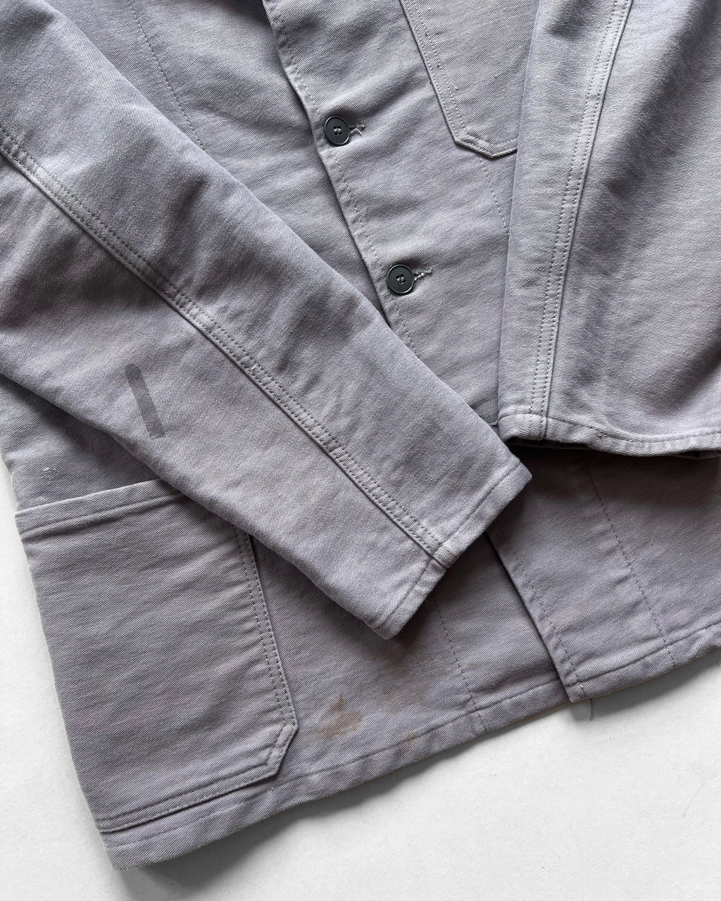 1960S GERMAN OPEN COLLAR MOLESKIN WORK JACKET (L)