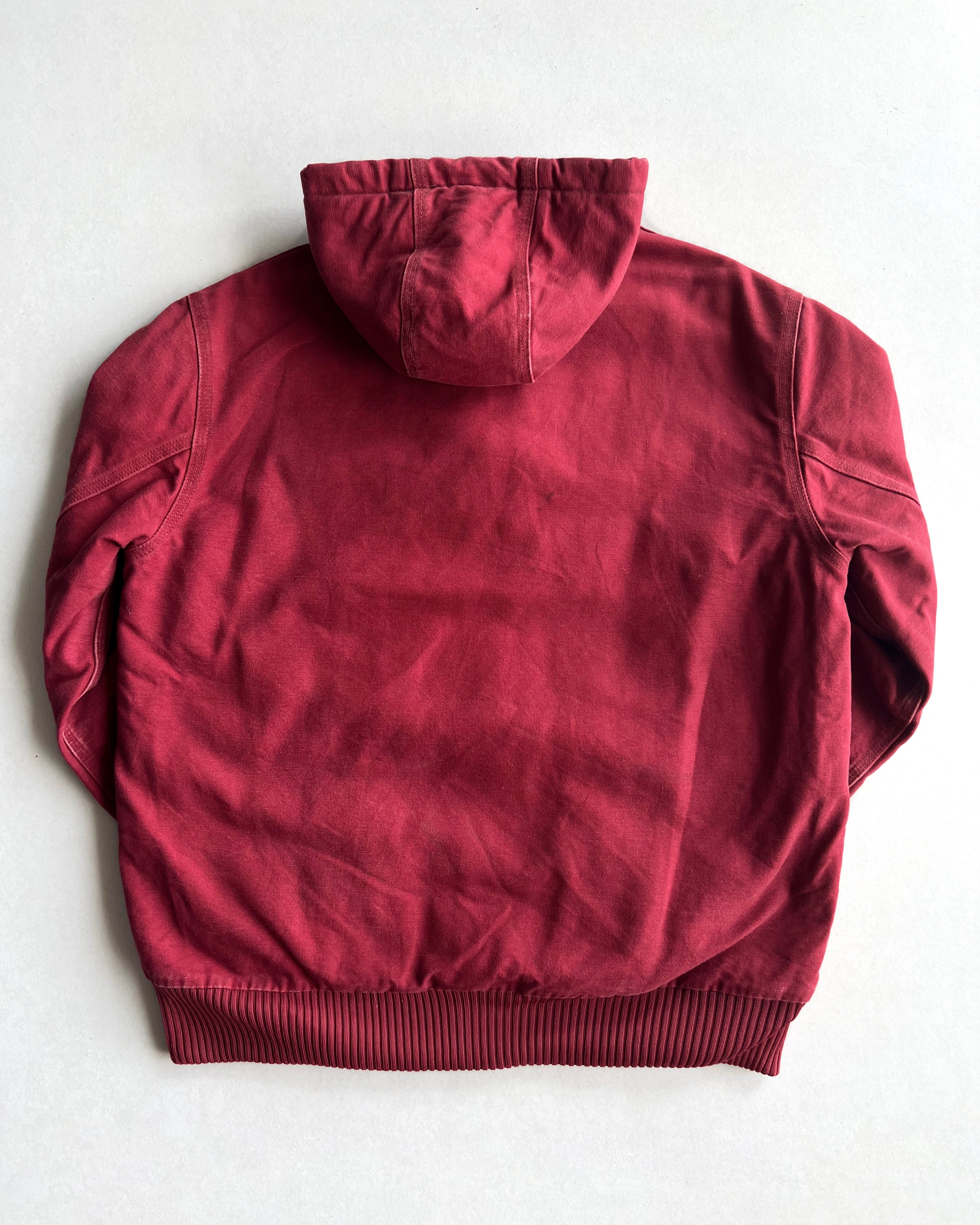 FADED RED CARHARTT HOODED WORK JACKET (M)