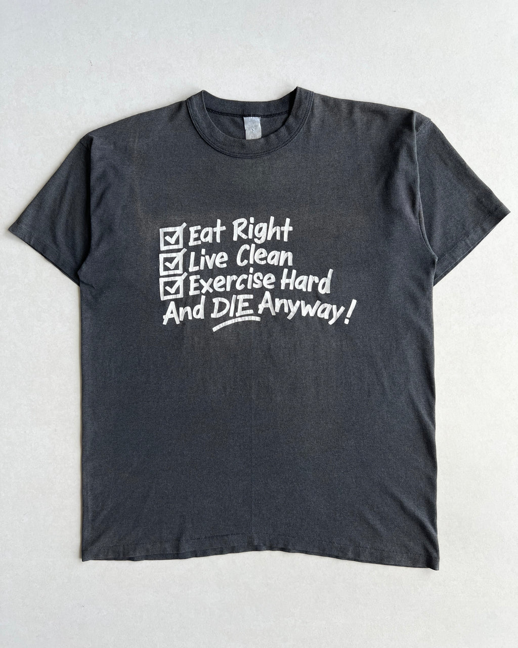 1980S FADED BLACK 'DIE ANYWAY' SINGLE STITCH TEE (XL)