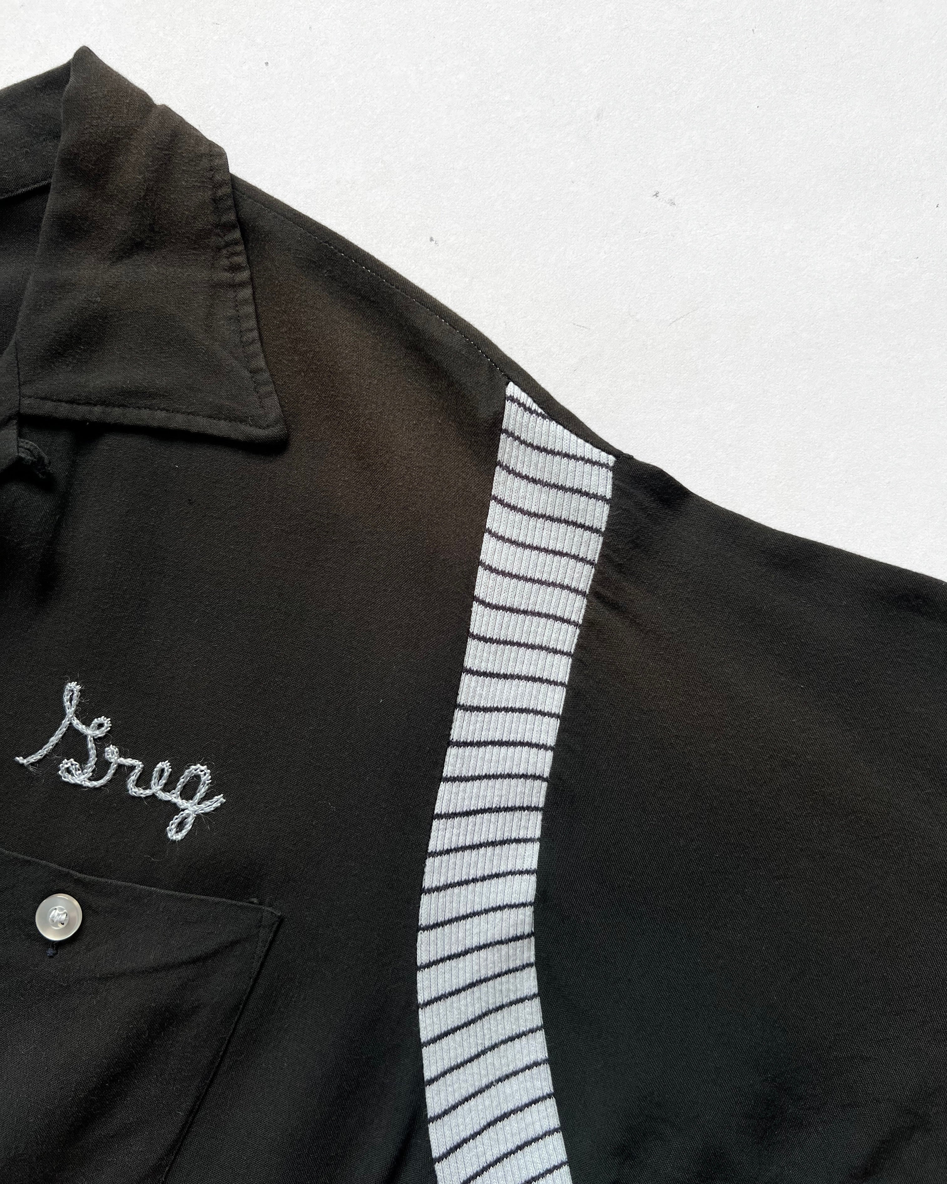 1950S OLYMPIAN 'THE PADDOCK' RAYON BOWLING SHIRT (L)