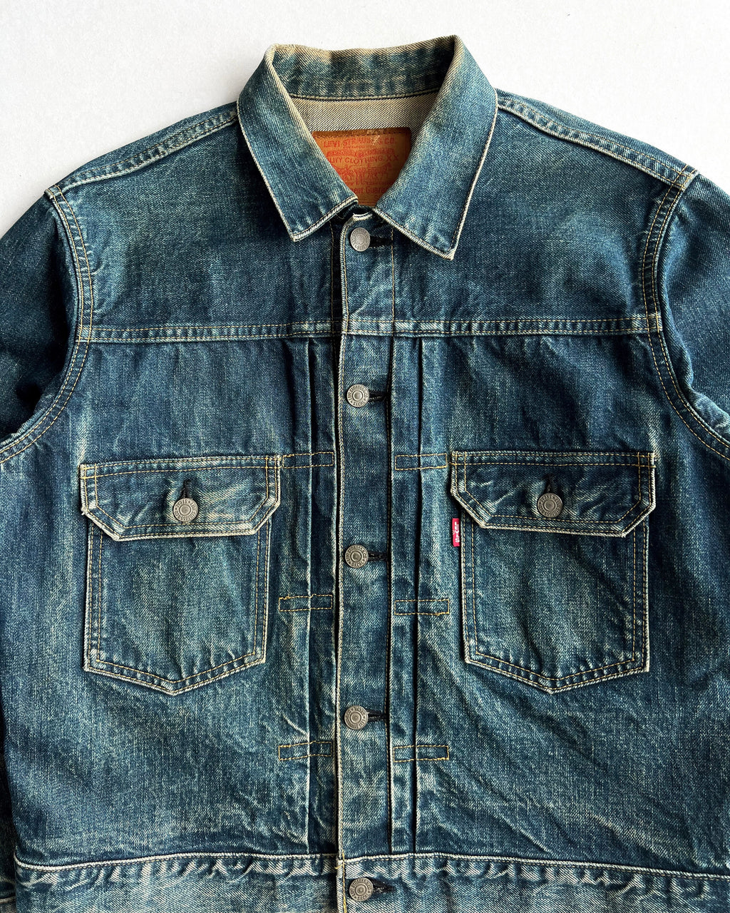 1990S FADED BIG E LEVI'S TYPE II SELVEDGE DENIM JACKET (M/L)