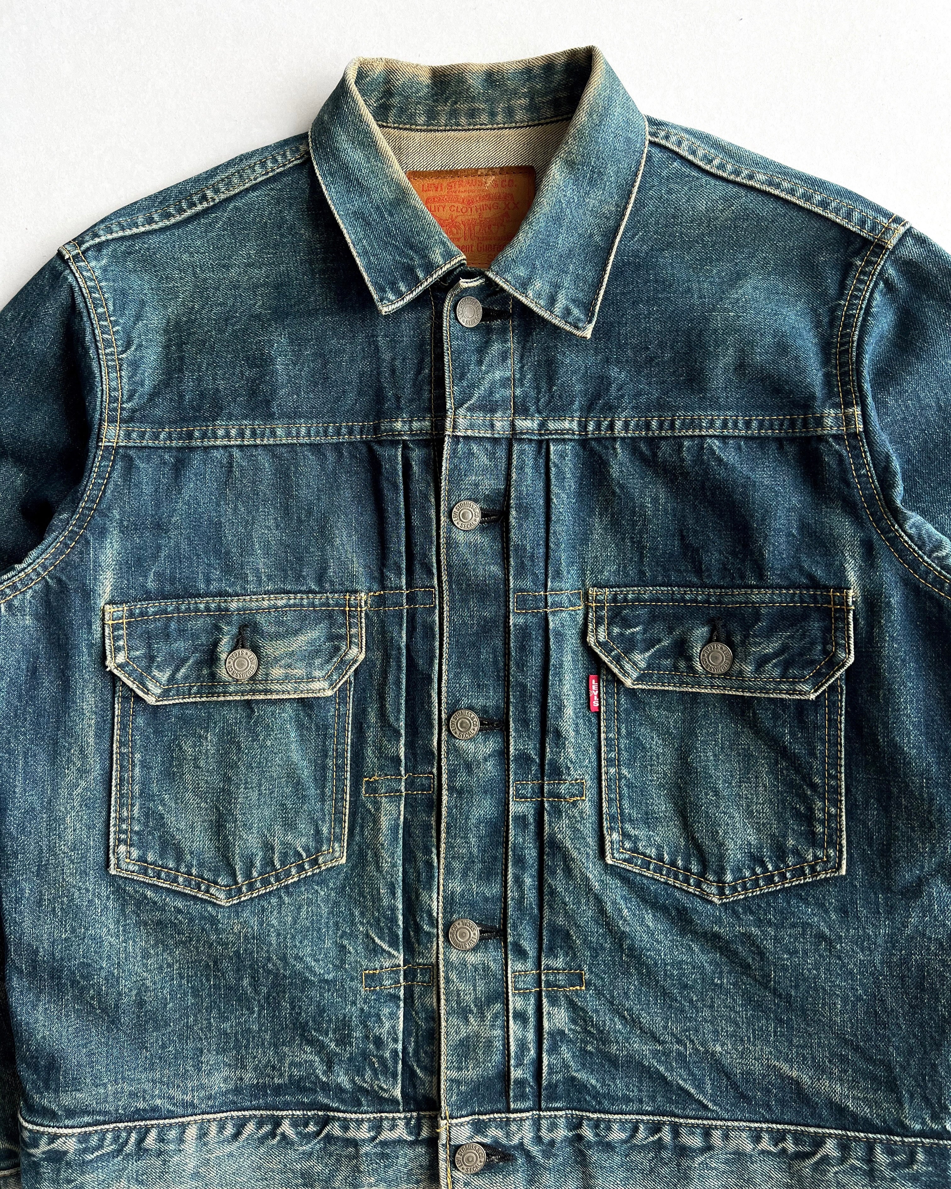 1990S FADED BIG E LEVI'S TYPE II SELVEDGE DENIM JACKET (M/L)