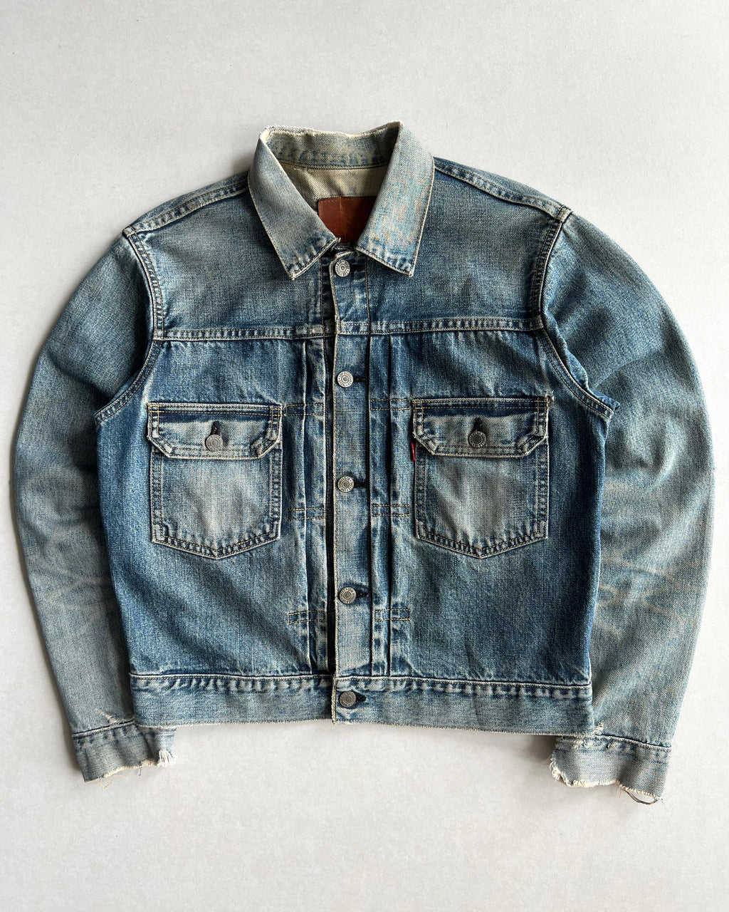 1990S FADED WASHED BIG E LEVI'S TYPE II SELVEDGE DENIM JACKET (S-L)