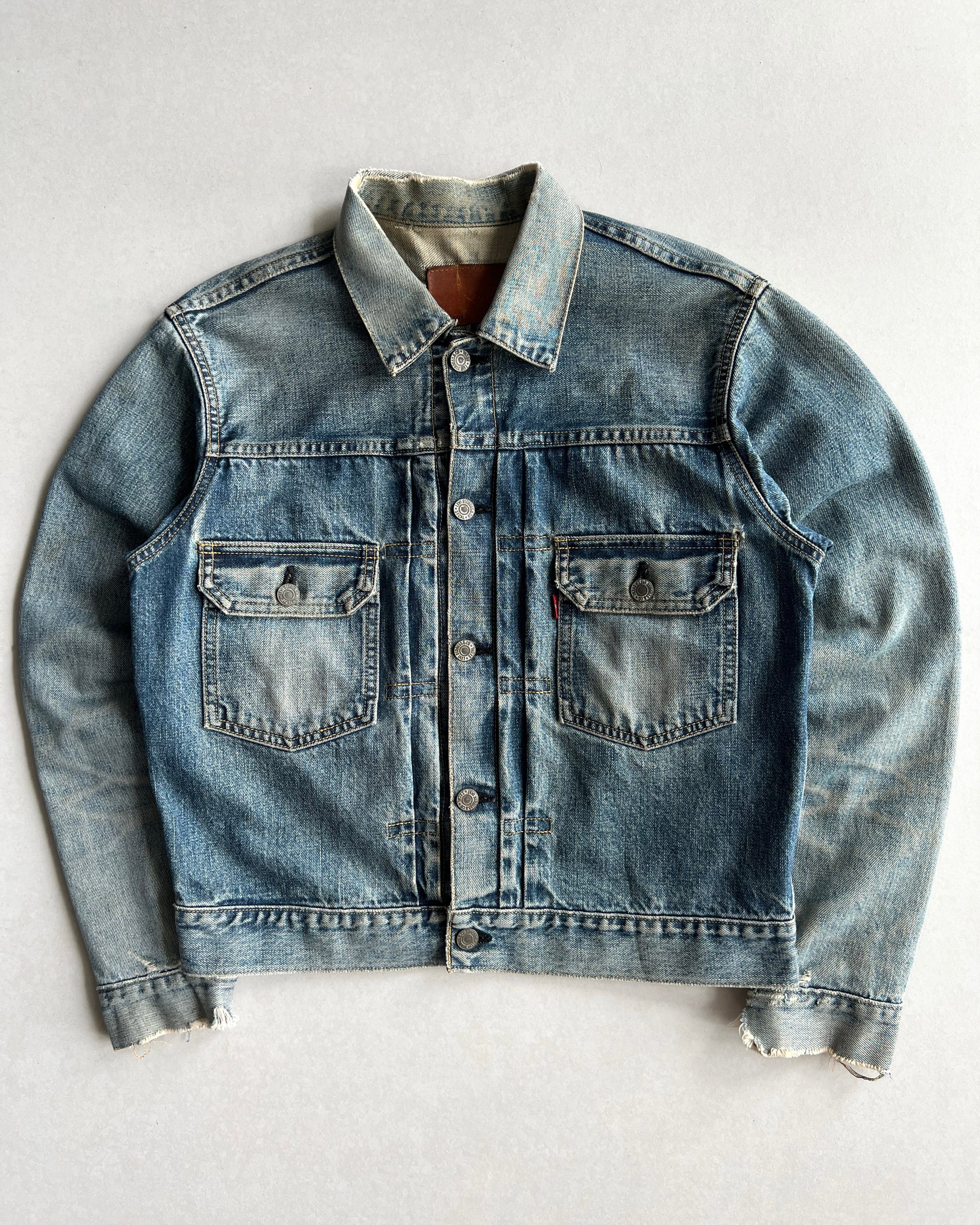 1990S FADED WASHED BIG E LEVI'S TYPE II SELVEDGE DENIM JACKET (S-L)