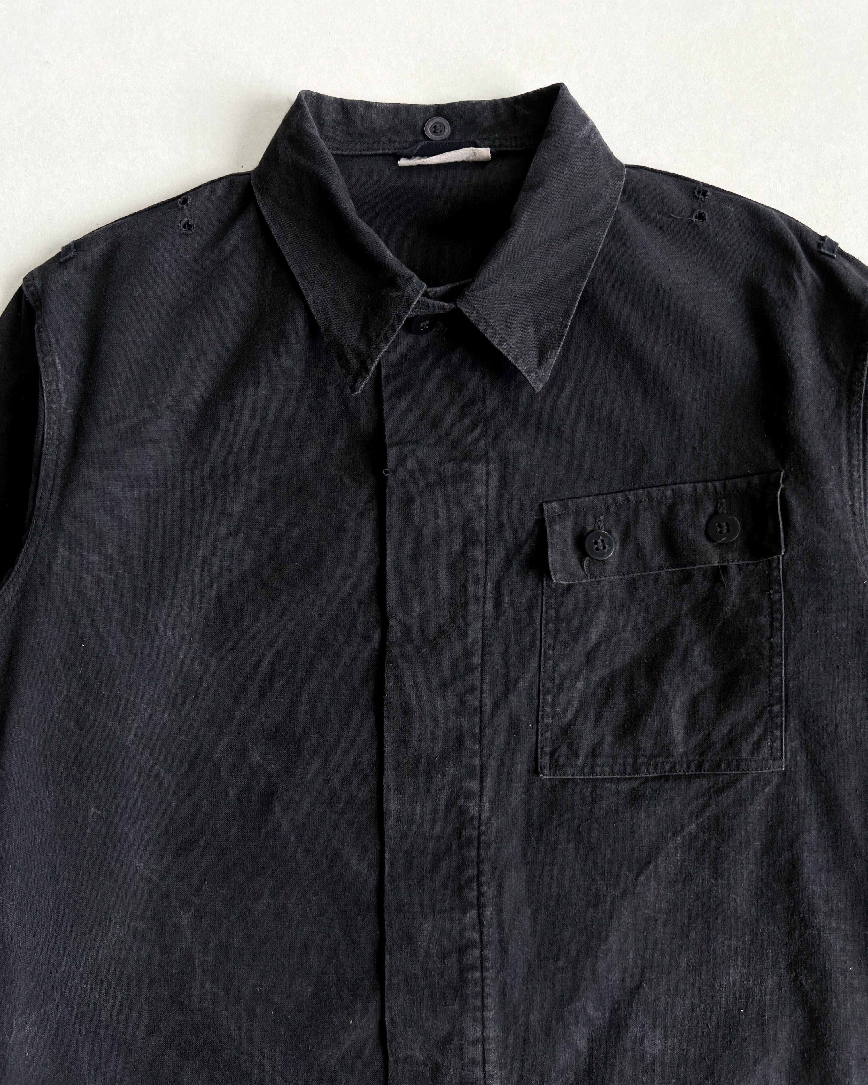 1970S BLACK GERMAN ARMY SINGLE POCKET SHIRT (M)