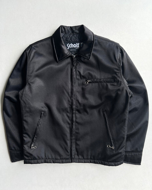 1990S BLACK COATED NYLON SCHOTT WORK JACKET (M)