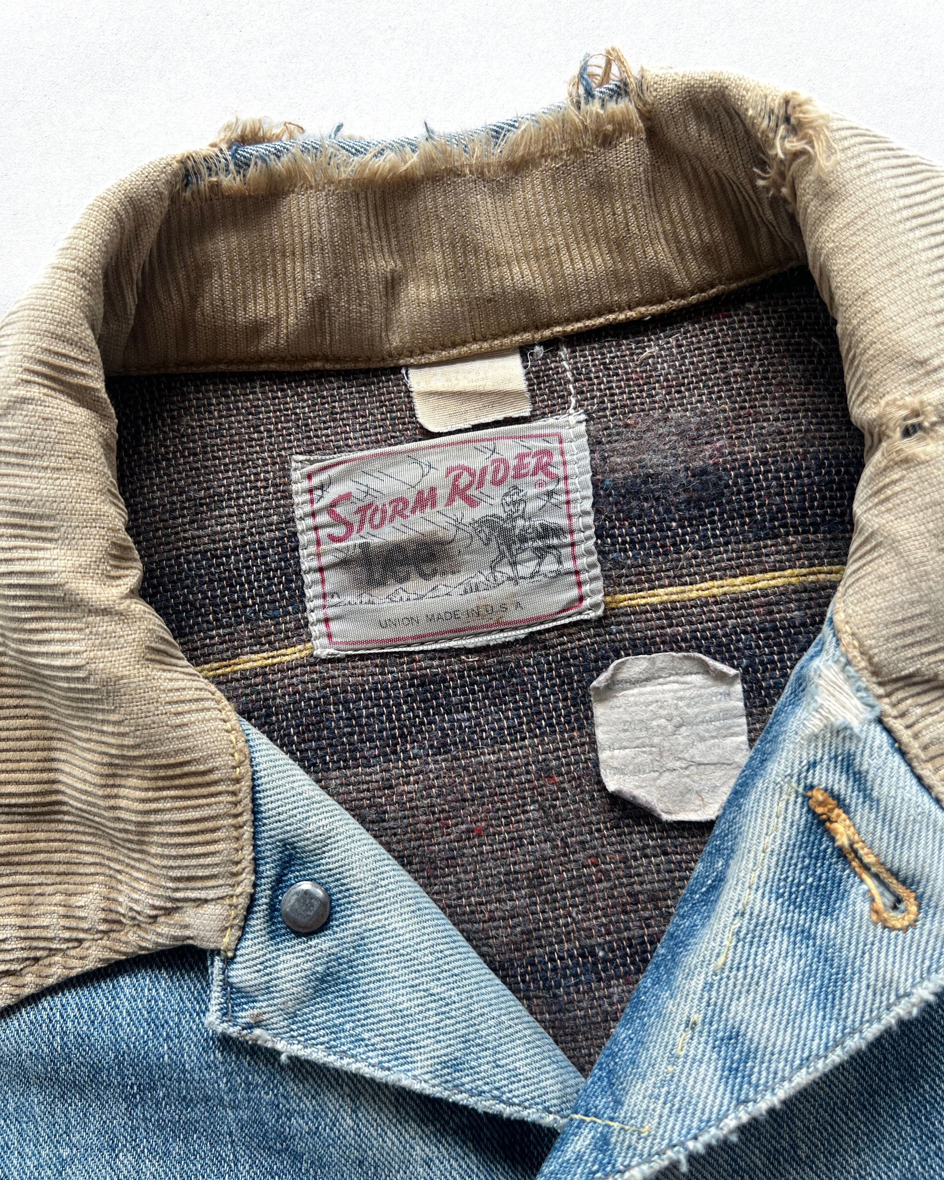 1970S FADED LEE STORM RIDER DENIM JACKET (L)