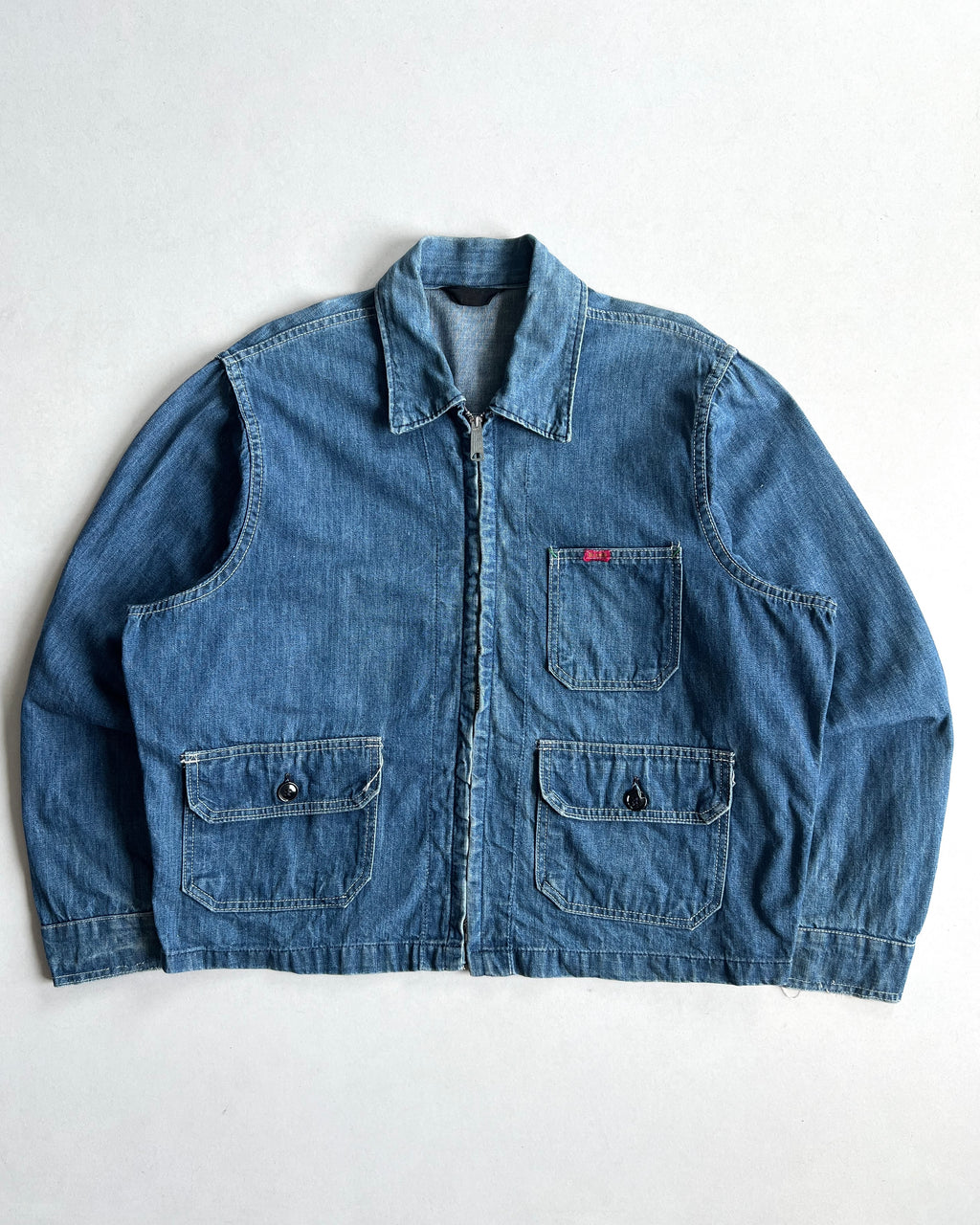 1970S BIG SMITH CROPPED DENIM JACKET (L)