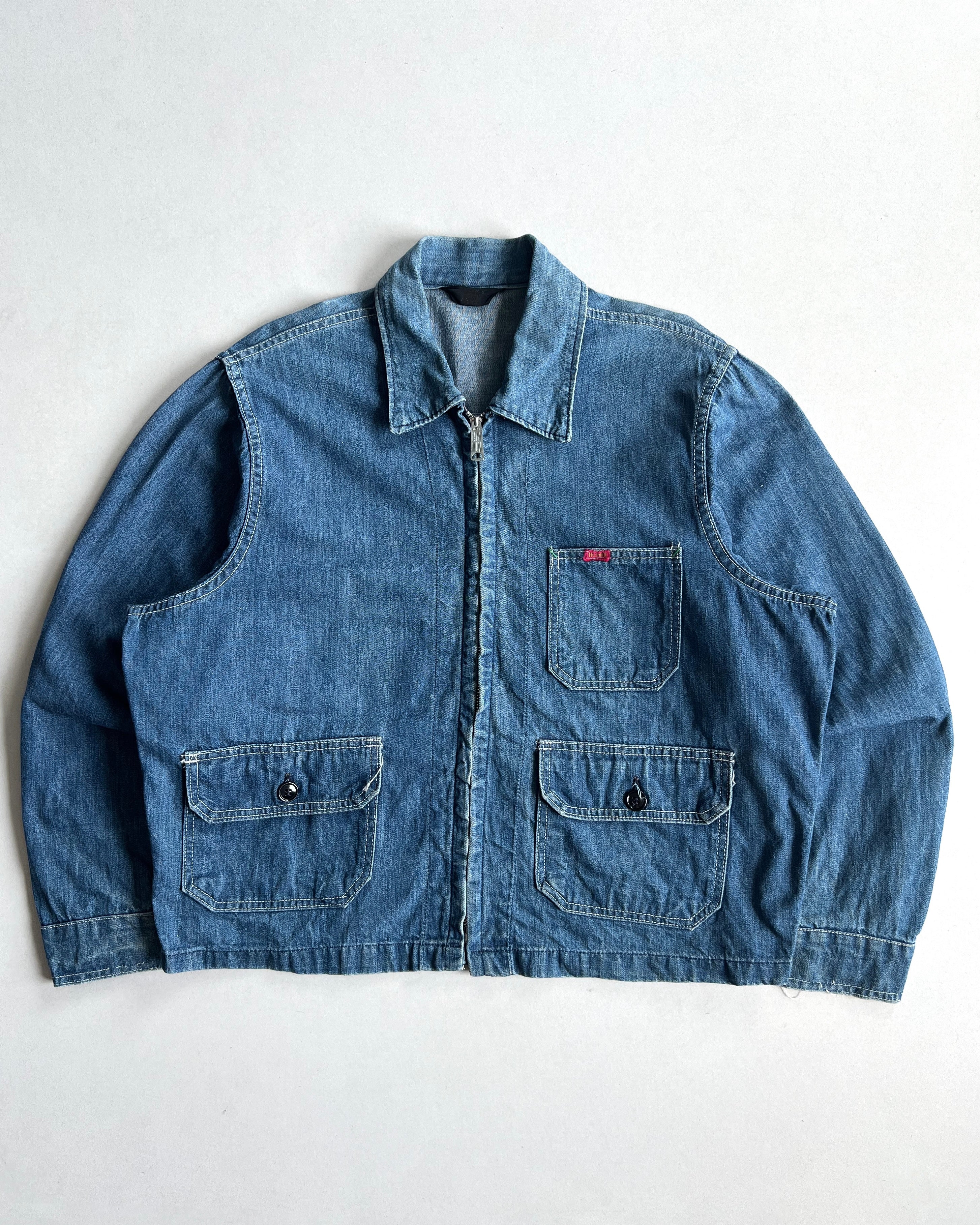 1970S BIG SMITH CROPPED DENIM JACKET (L)