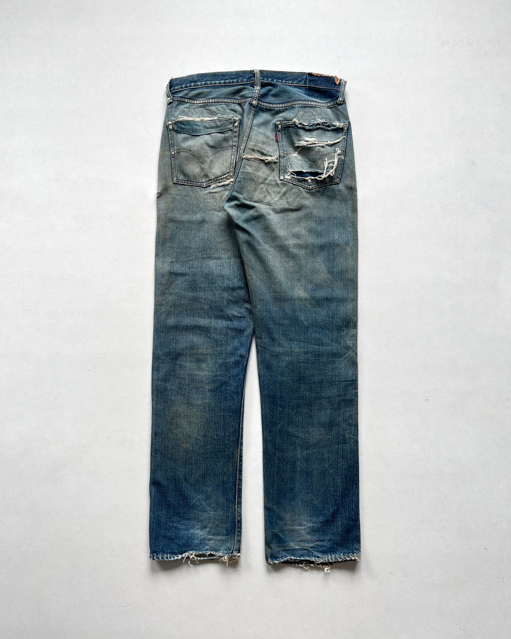 1960S LEVI'S 501 BIG E SELVEDGE REPAIRED JEANS (35)