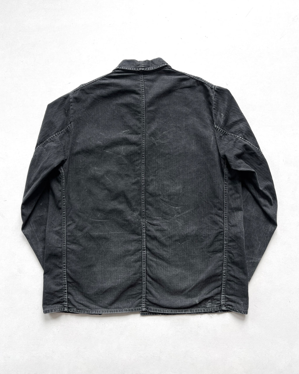 1960S FADED BLACK GERMAN HBT WORK JACKET (L)