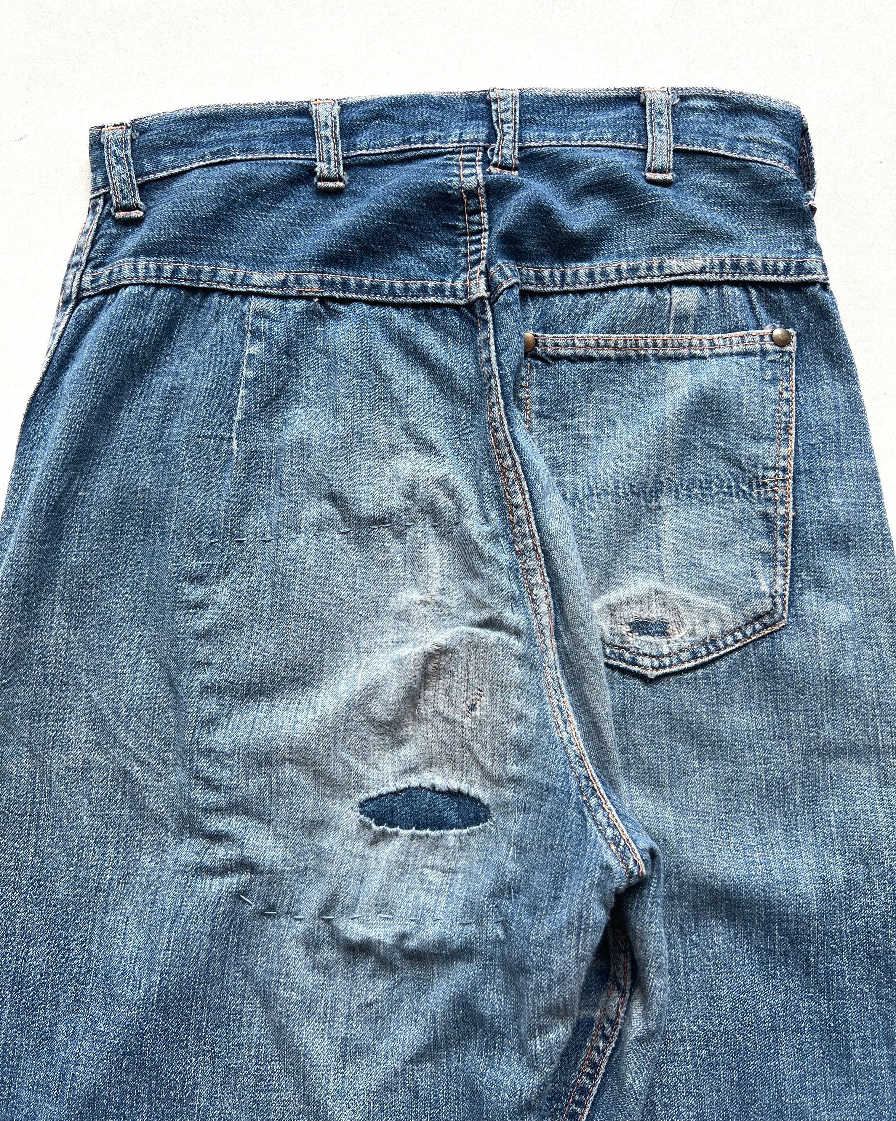 1950S LADIES BLUE BELL SIDE ZIP JEANS (26-28)
