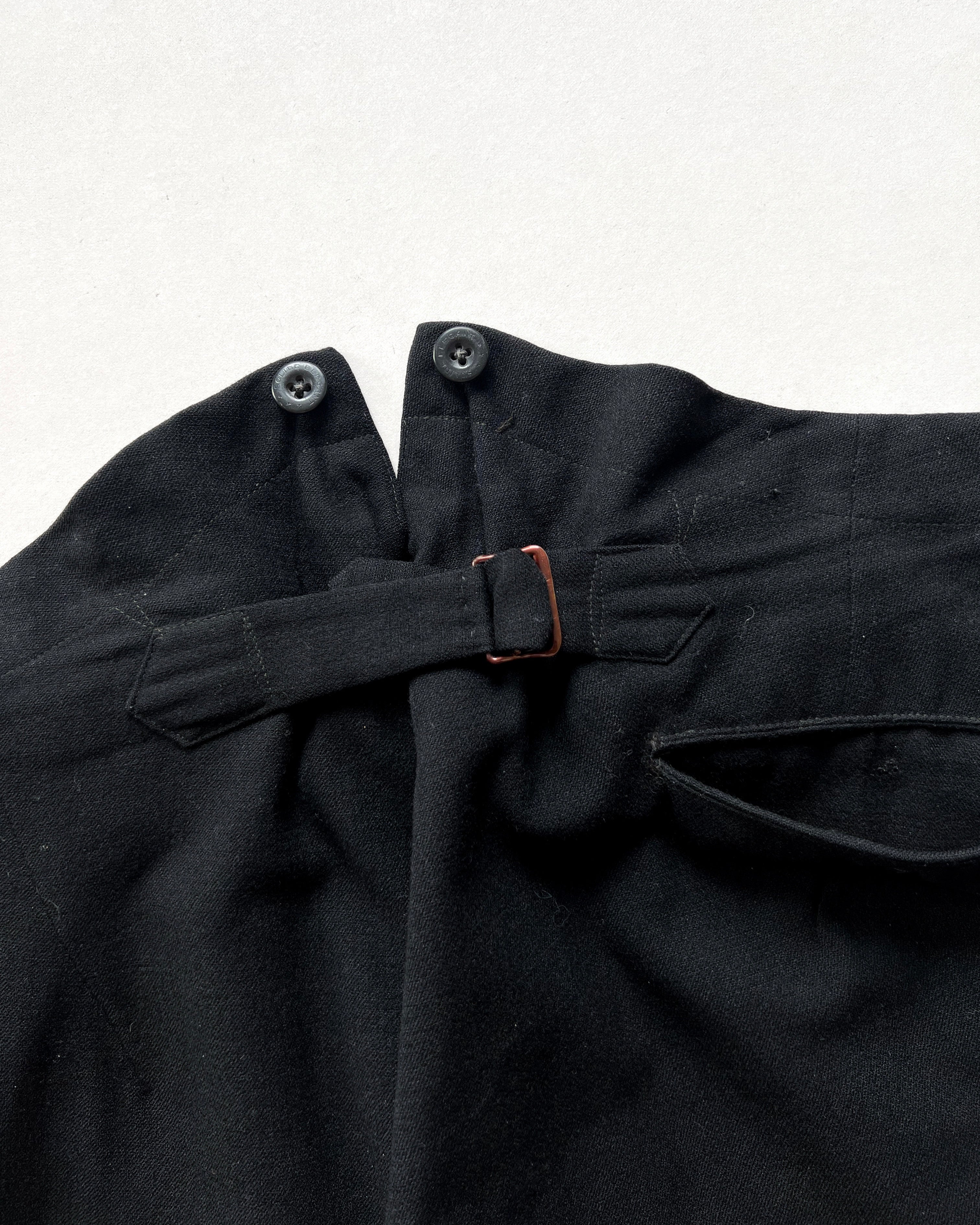 1930S EUROPE BLACK GENTLEMAN BUCKLE TROUSERS (34-39)
