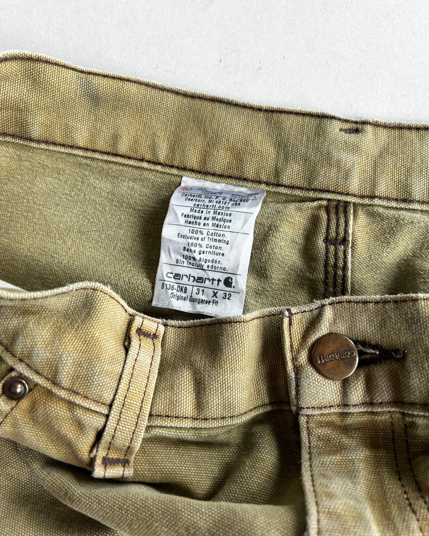 2000S BLEACHED CARHARTT DOUBLE KNEE WORK PANTS (32)