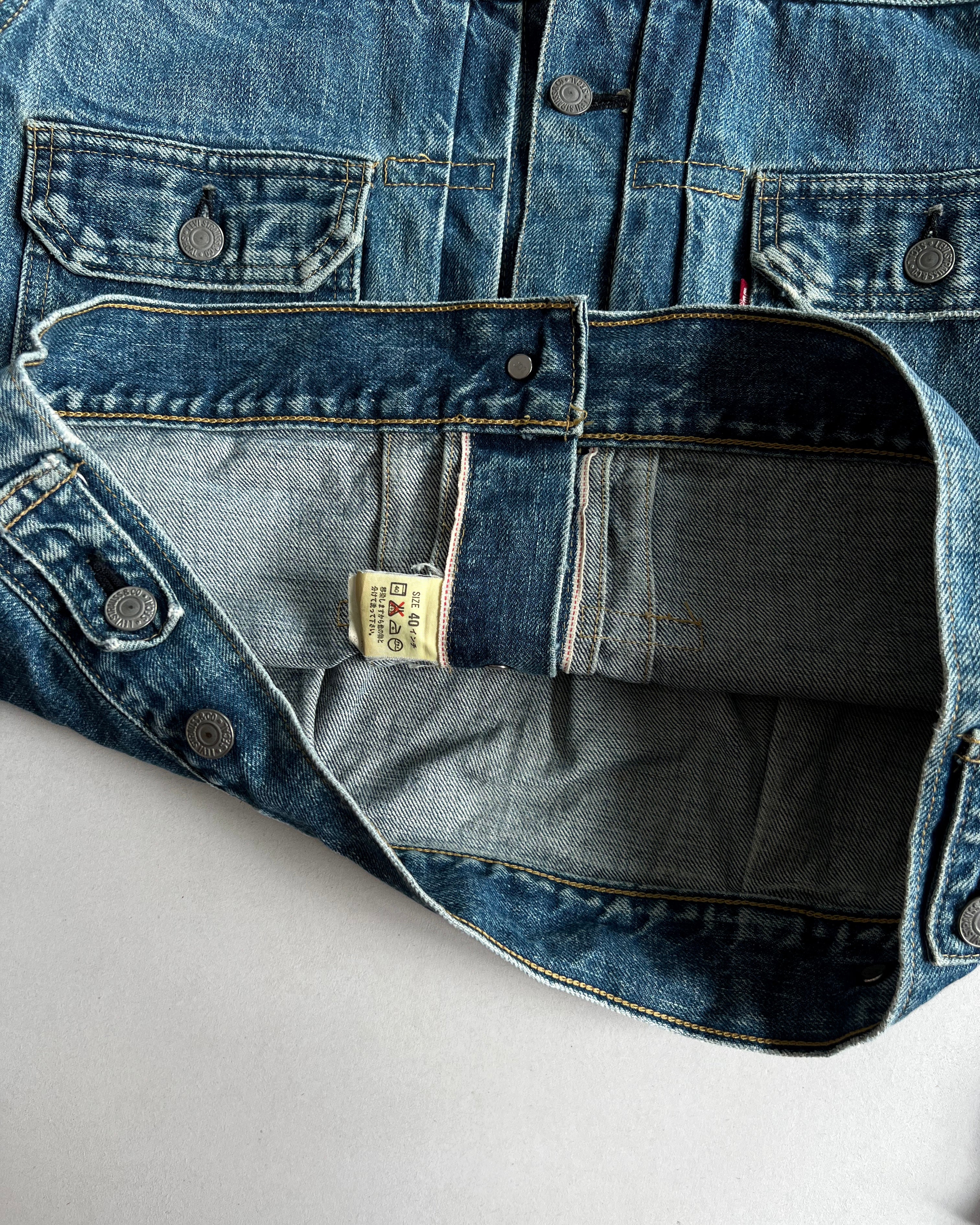 1990S FADED LEVI'S BIG E TYPE II SELVEDGE DENIM JACKET (M/L)