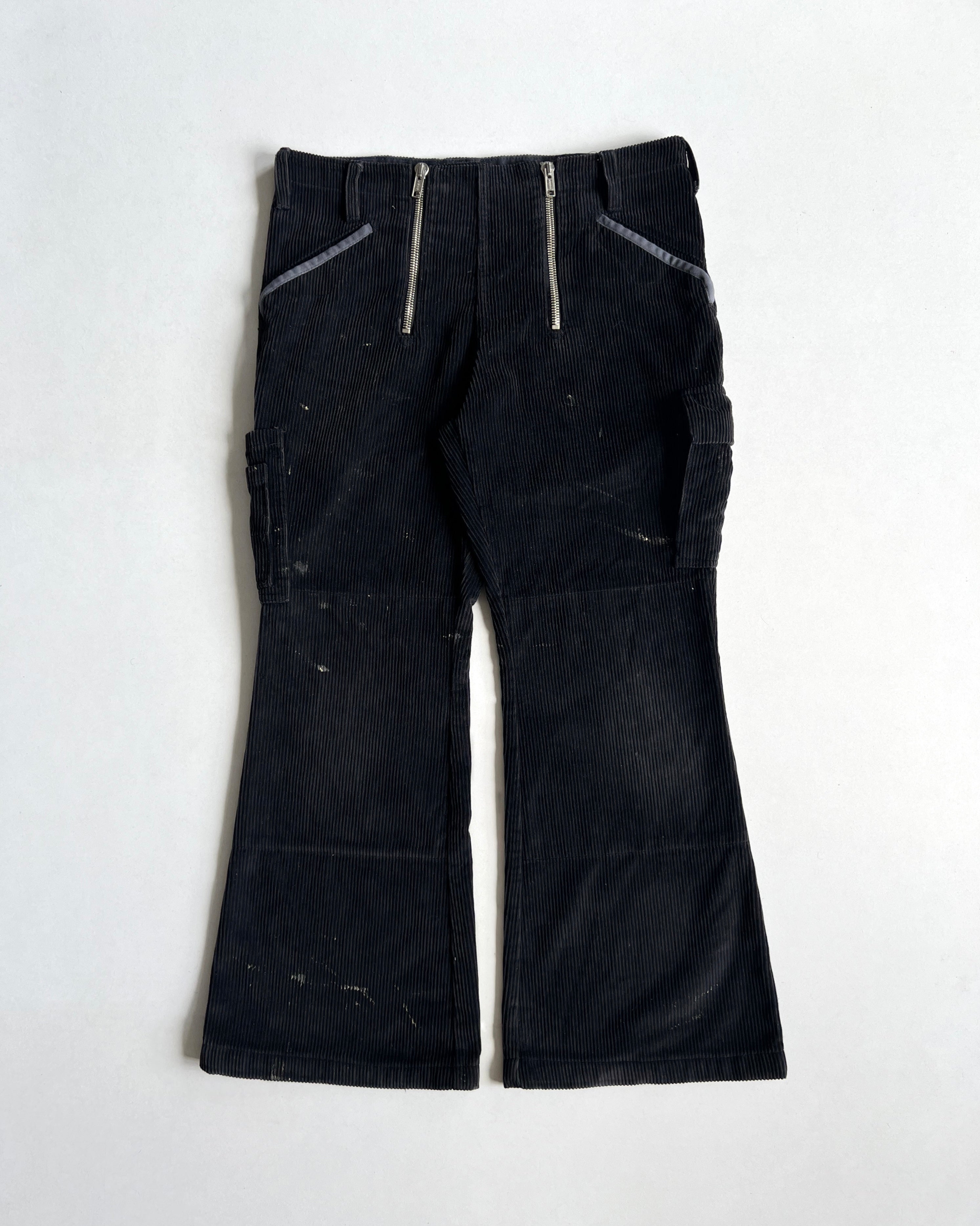 1990S BLACK CORDUROY GERMAN BOOTCUT WORK PANTS (36)